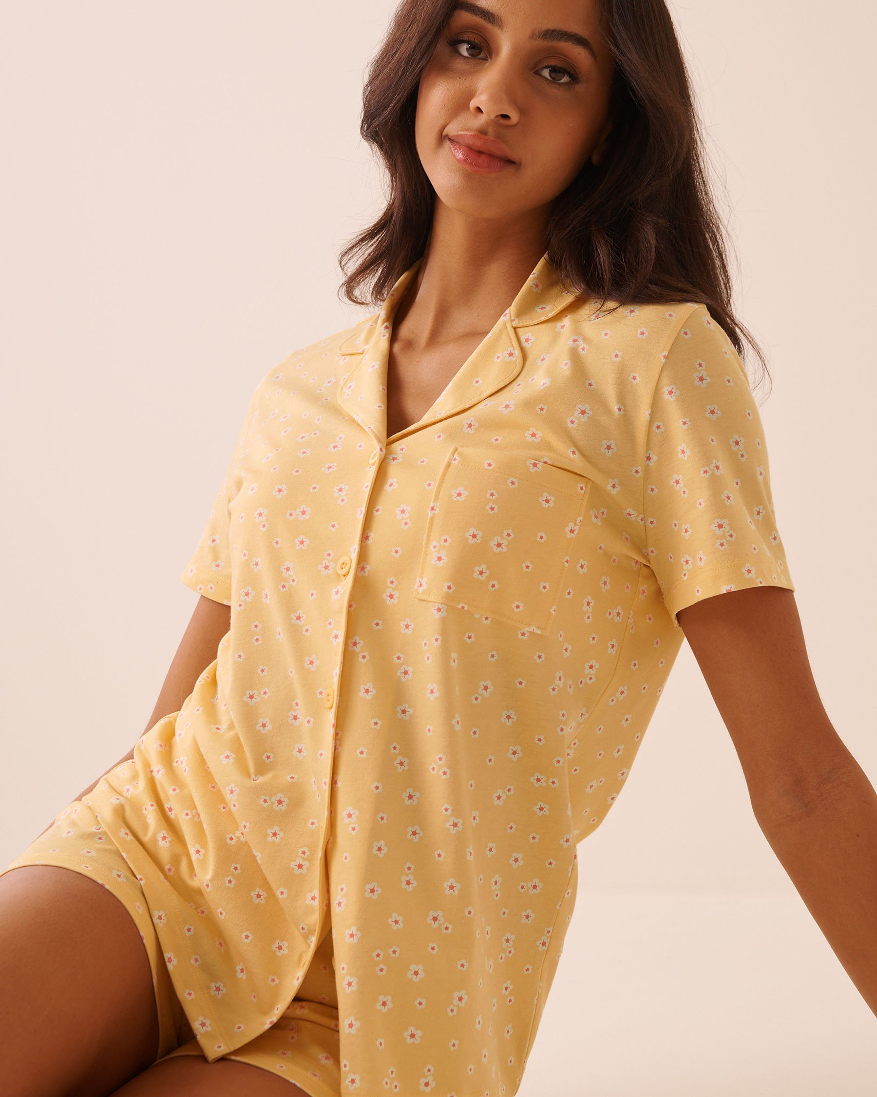 LA VIE EN ROSE Ensemble pyjama imprimé marguerite avec chemisier Jaune/Marguerites 40400096 - View3