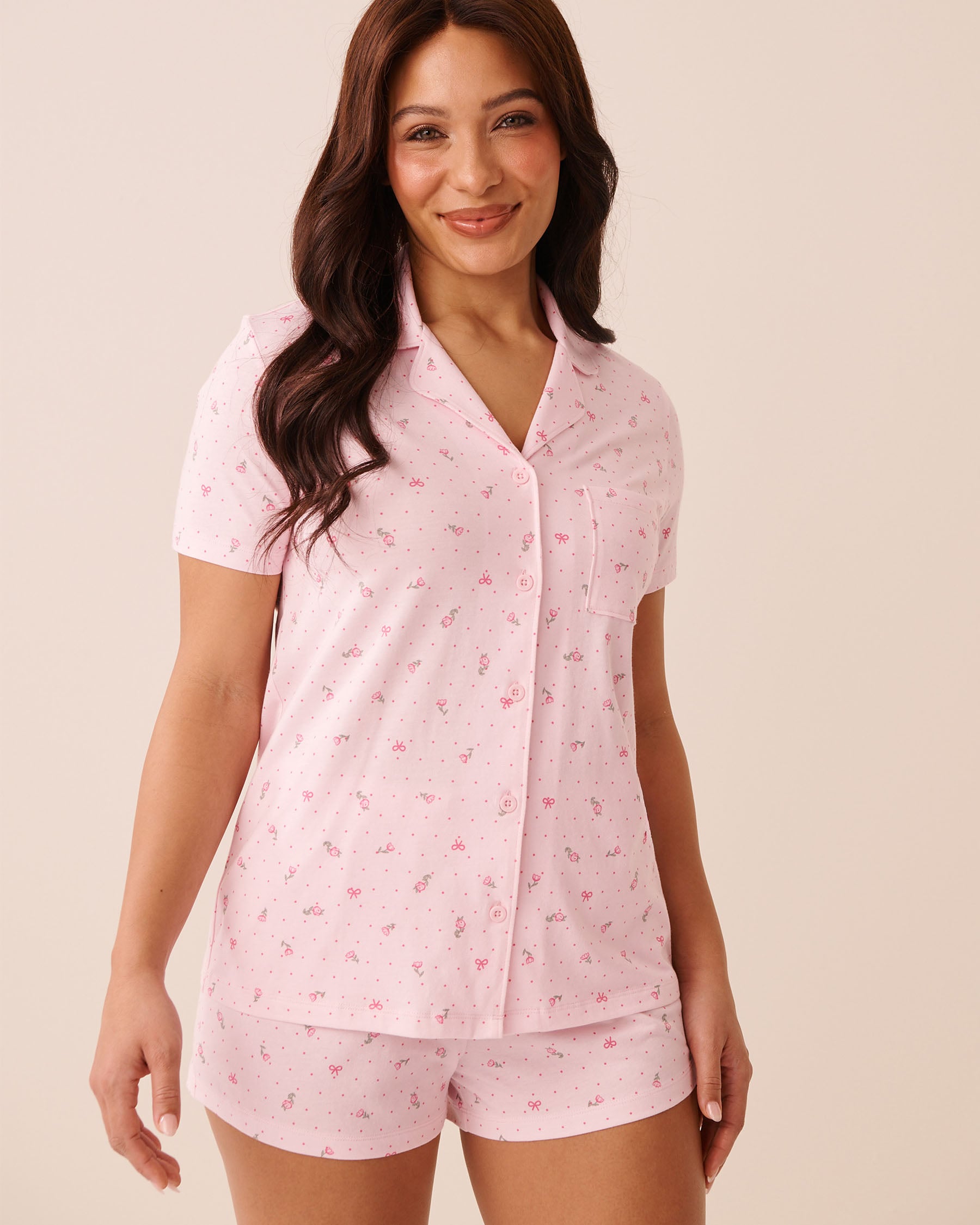 LA VIE EN ROSE Floral Print Shirt PJ Set Pink/Flowers 40400096 - View1