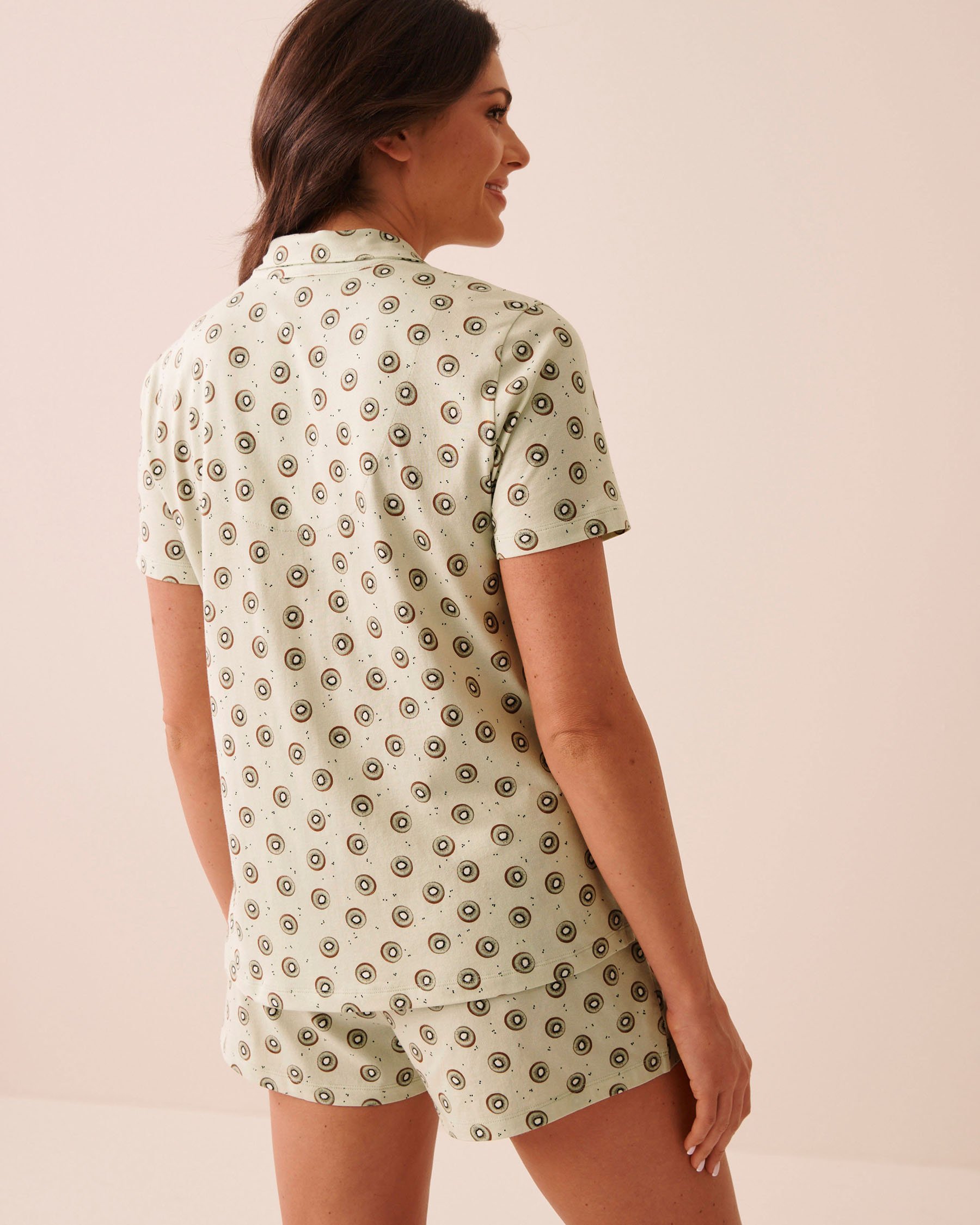 LA VIE EN ROSE Kiwi Print Shirt PJ Set Green/Kiwis 40400096 - View2