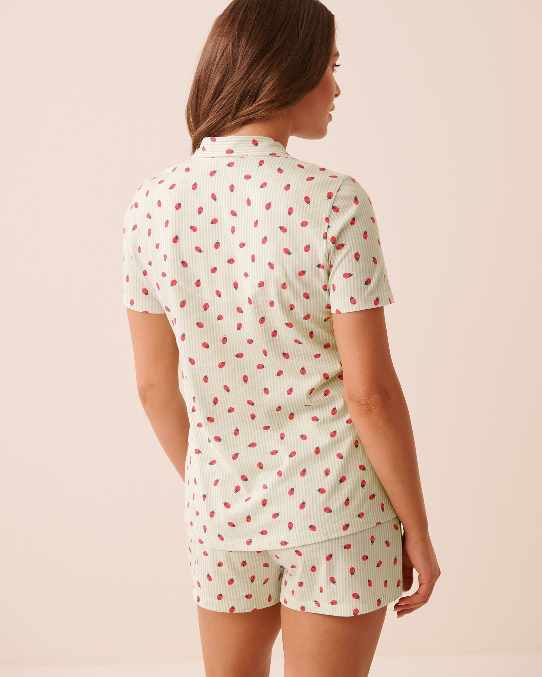 LA VIE EN ROSE Ladybug Print Shirt PJ Set Green/Ladybugs 40400096 - View2