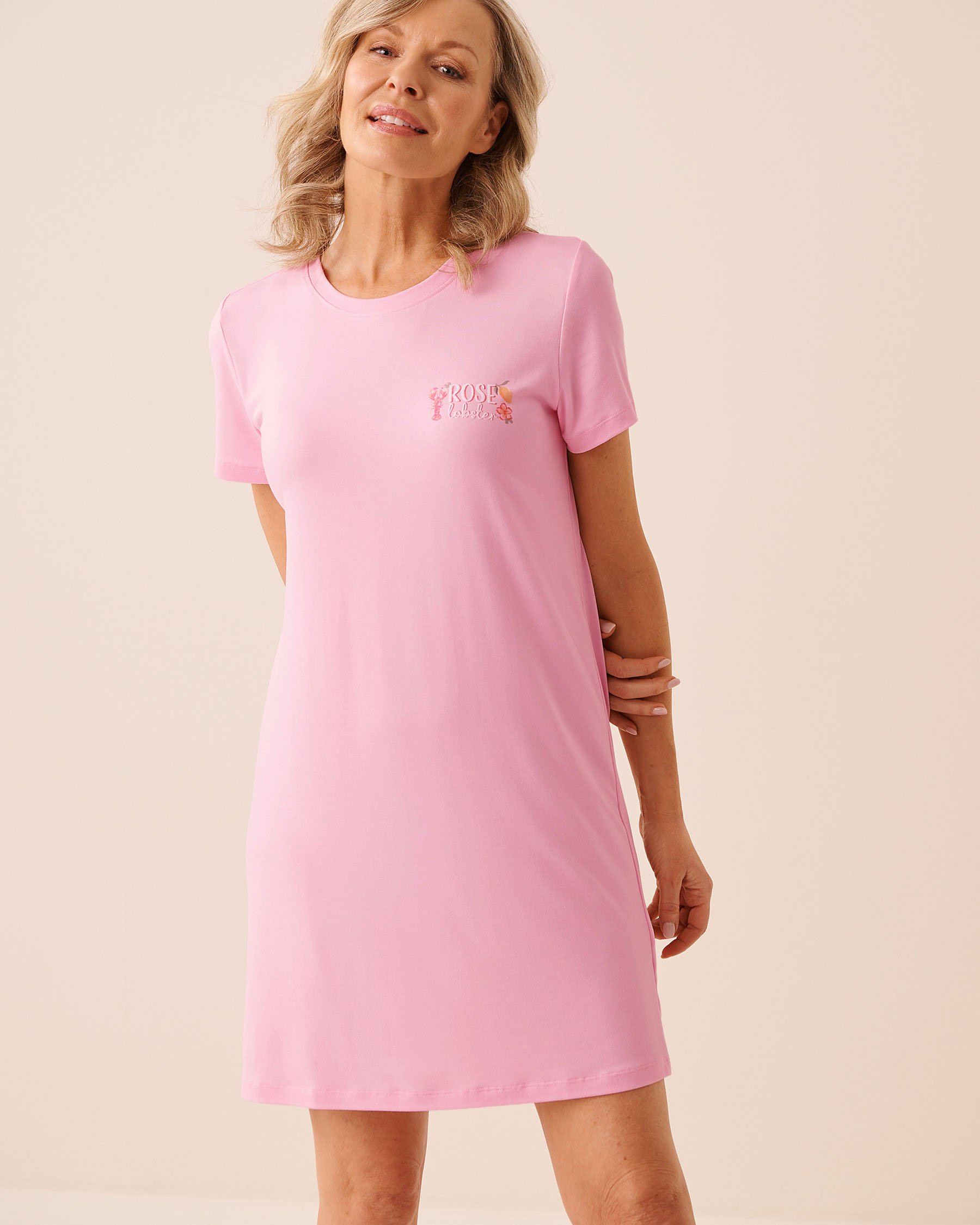 LA VIE EN ROSE Chemise de nuit ultra douce imprimé homard à fleurs Rose 40500491 - View1