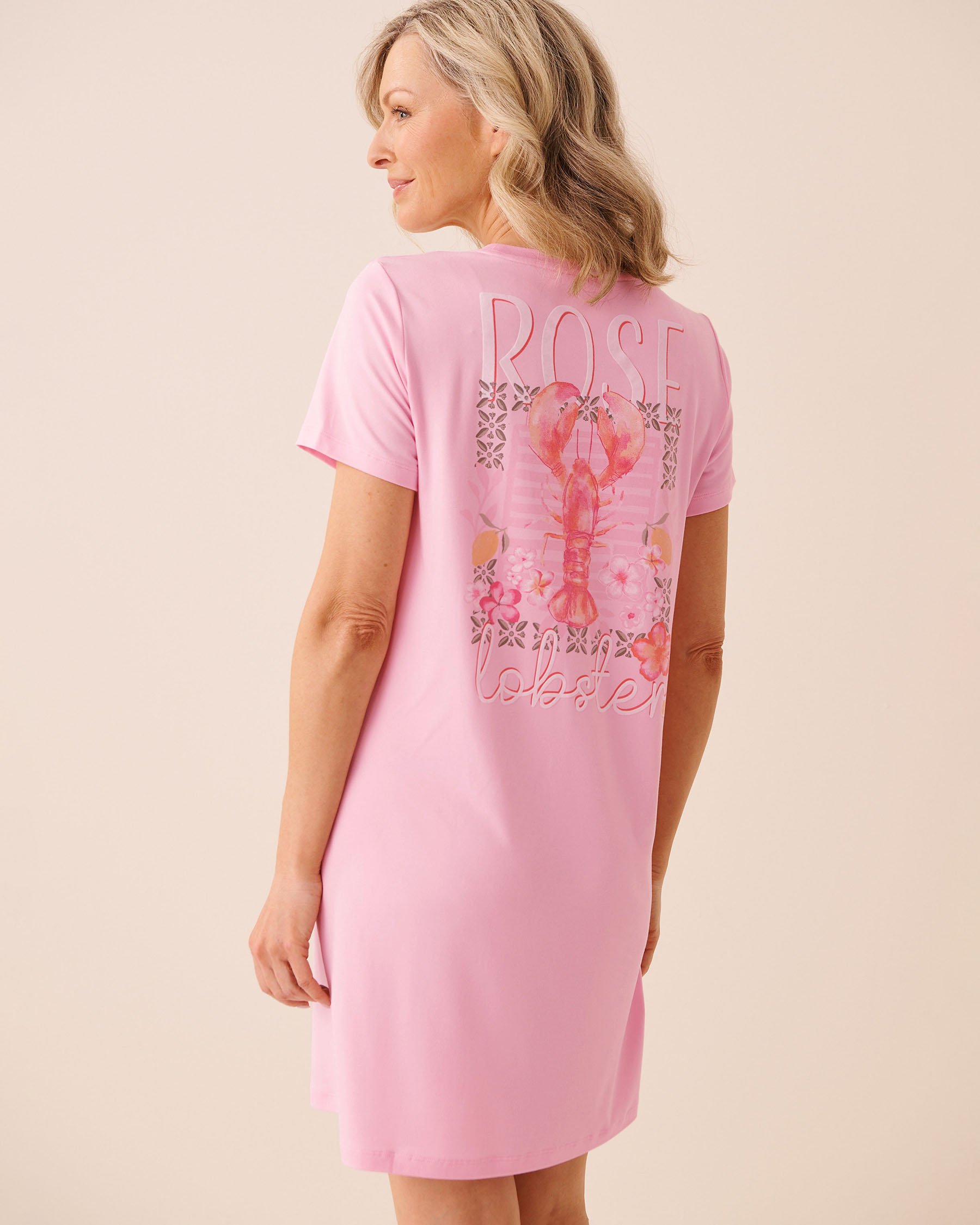 LA VIE EN ROSE Chemise de nuit ultra douce imprimé homard à fleurs Rose 40500491 - View2