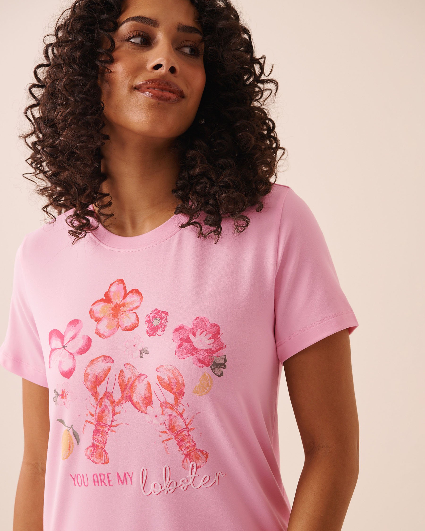 LA VIE EN ROSE T-shirt ultra doux imprimé homard à fleurs Rose 40100861 - View3