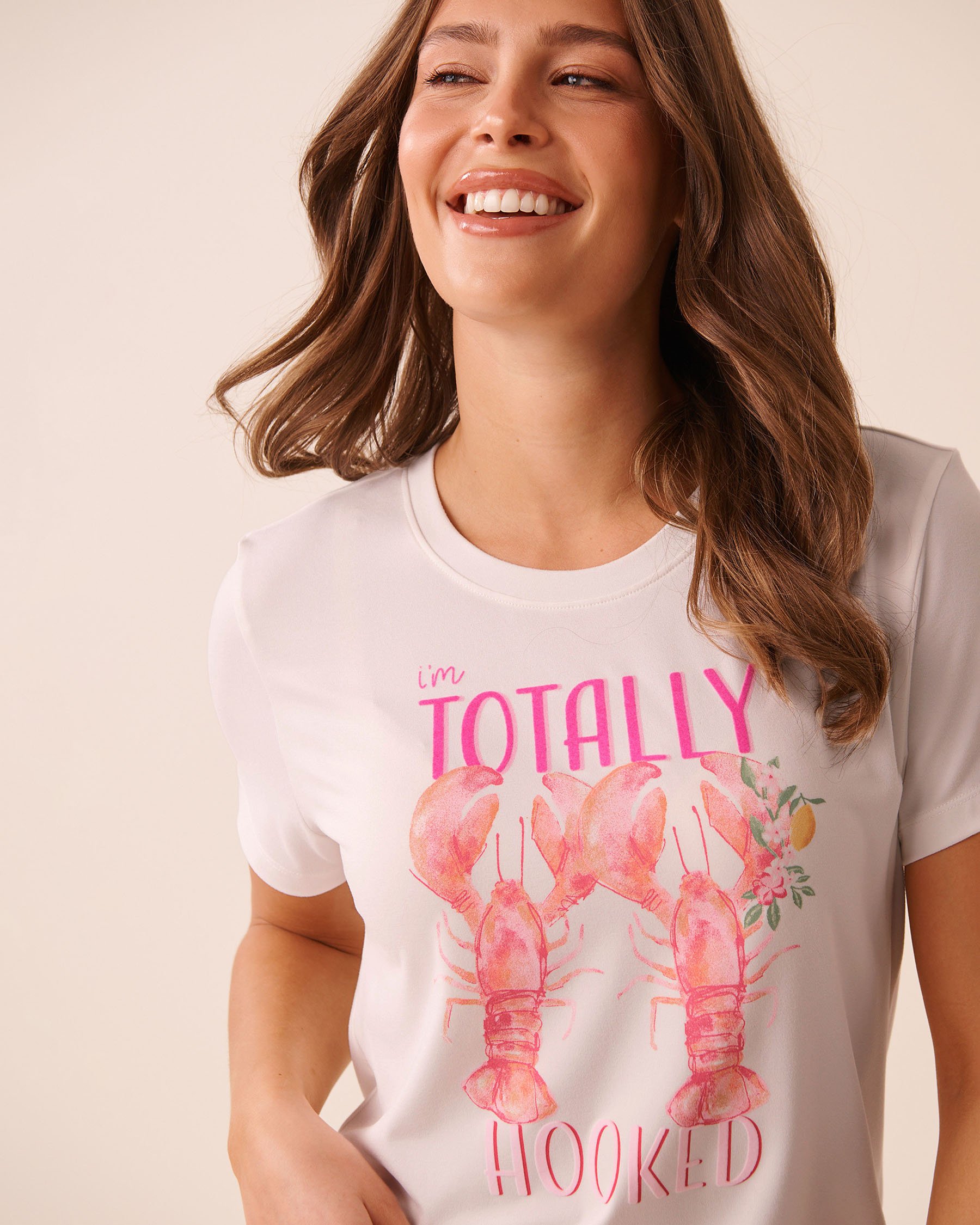 LA VIE EN ROSE T-shirt ultra doux imprimé homard Blanc 40100861 - Voir3