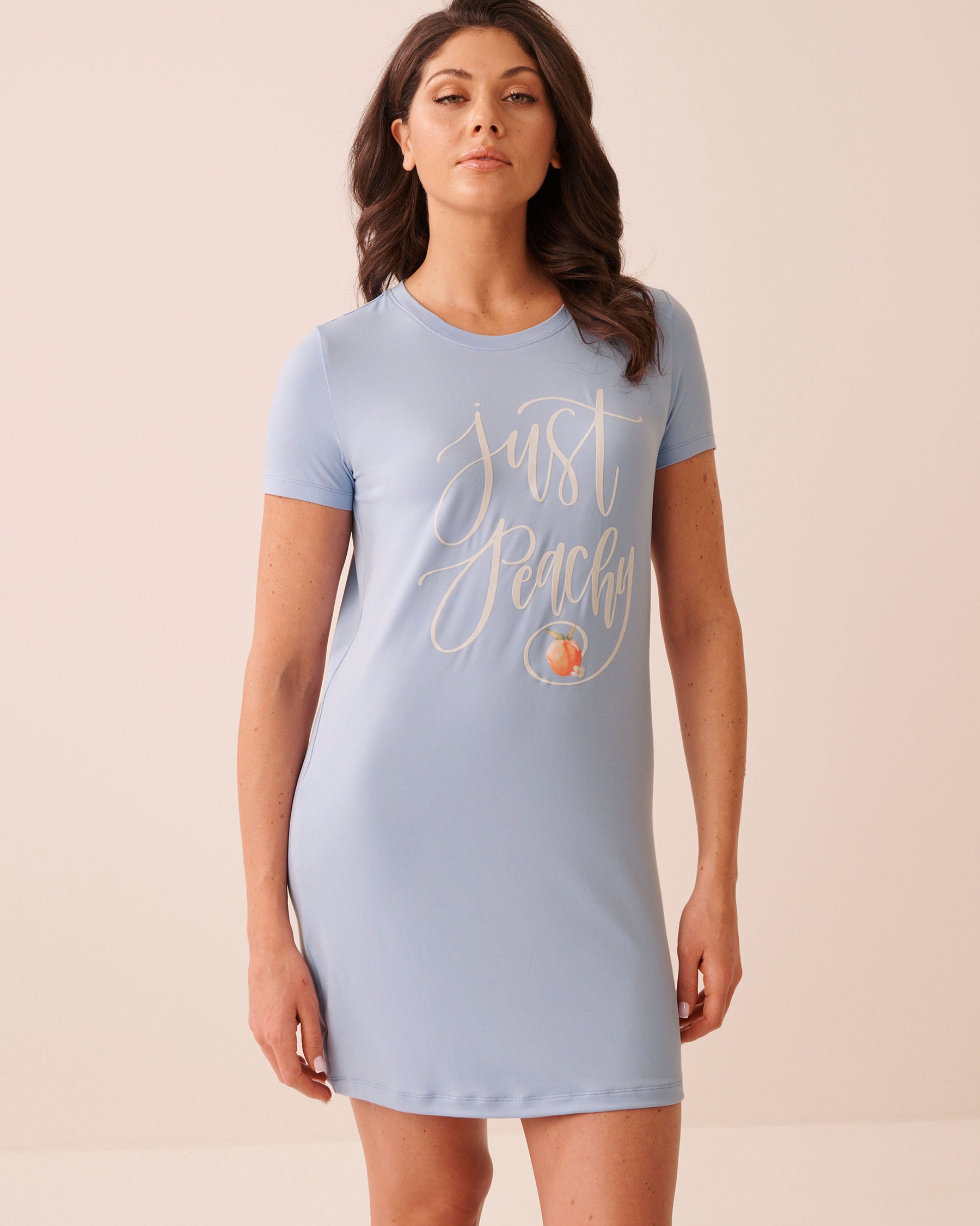 LA VIE EN ROSE Peach Print Super Soft Short Sleeve Sleepshirt Cloud Blue 40500492 - View1