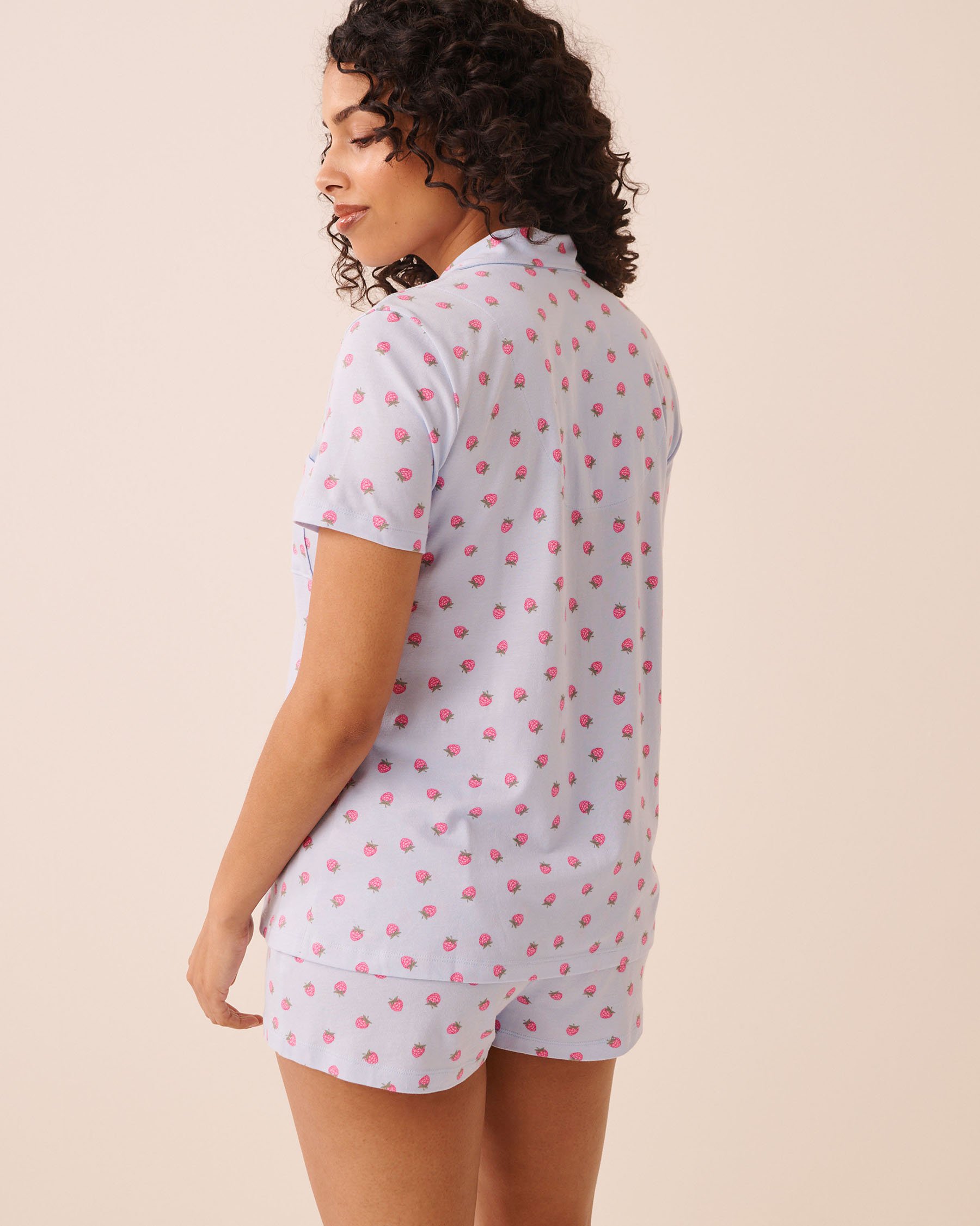 LA VIE EN ROSE Raspberry Print Shirt PJ Set Blue/Raspberries 40400096 - View2