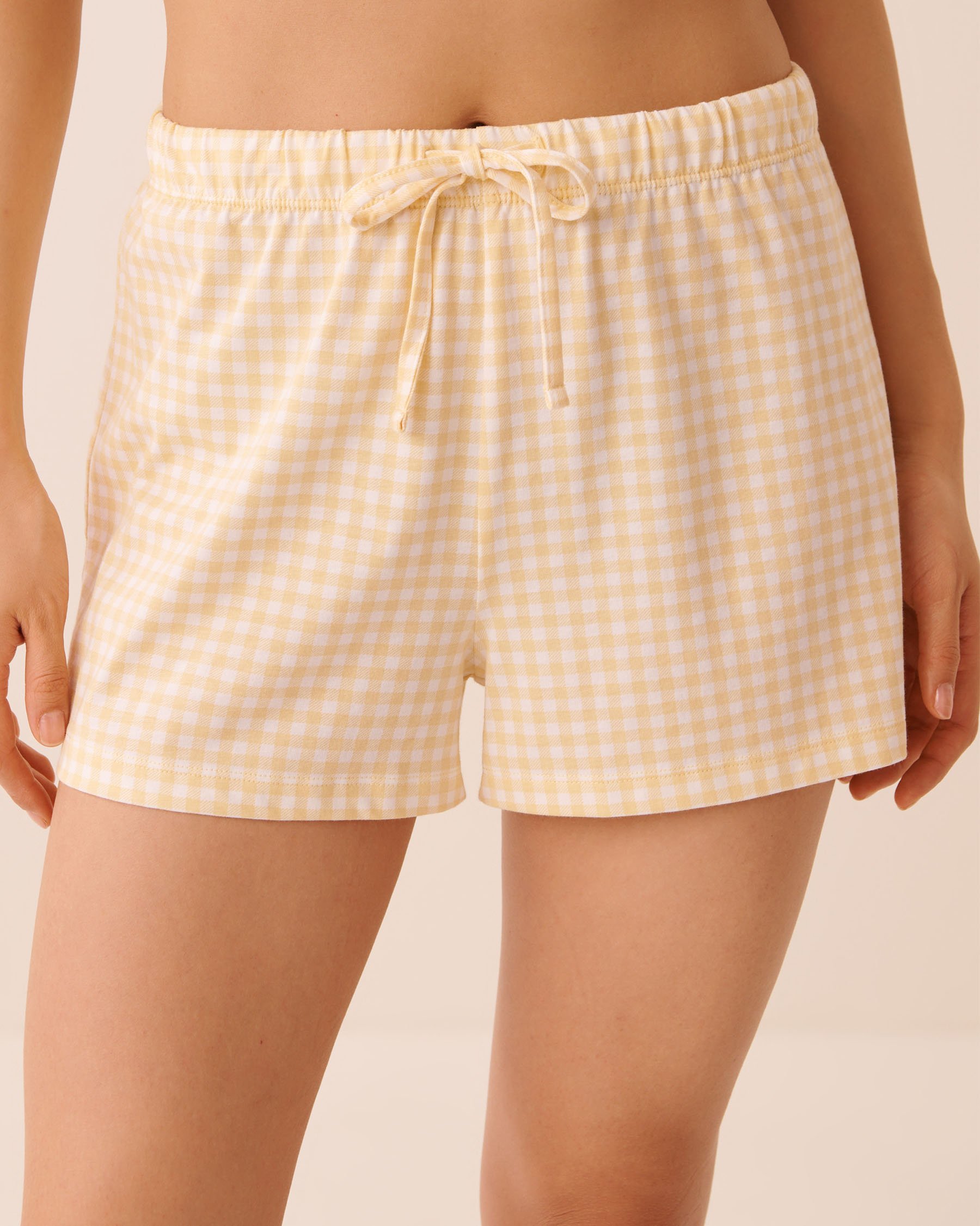 LA VIE EN ROSE Gingham Print Shirt PJ Set Yellow/Gingham 40400096 - View4