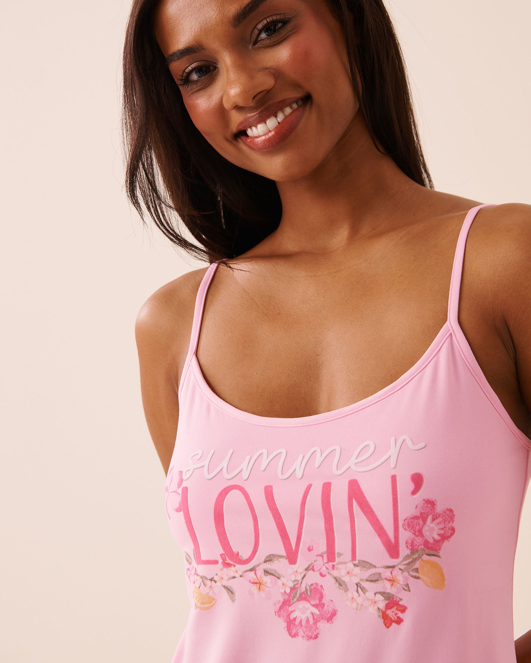 LA VIE EN ROSE Camisole ultra douce à soutien intégré imprimé floral estival Rose 40100860 - View3