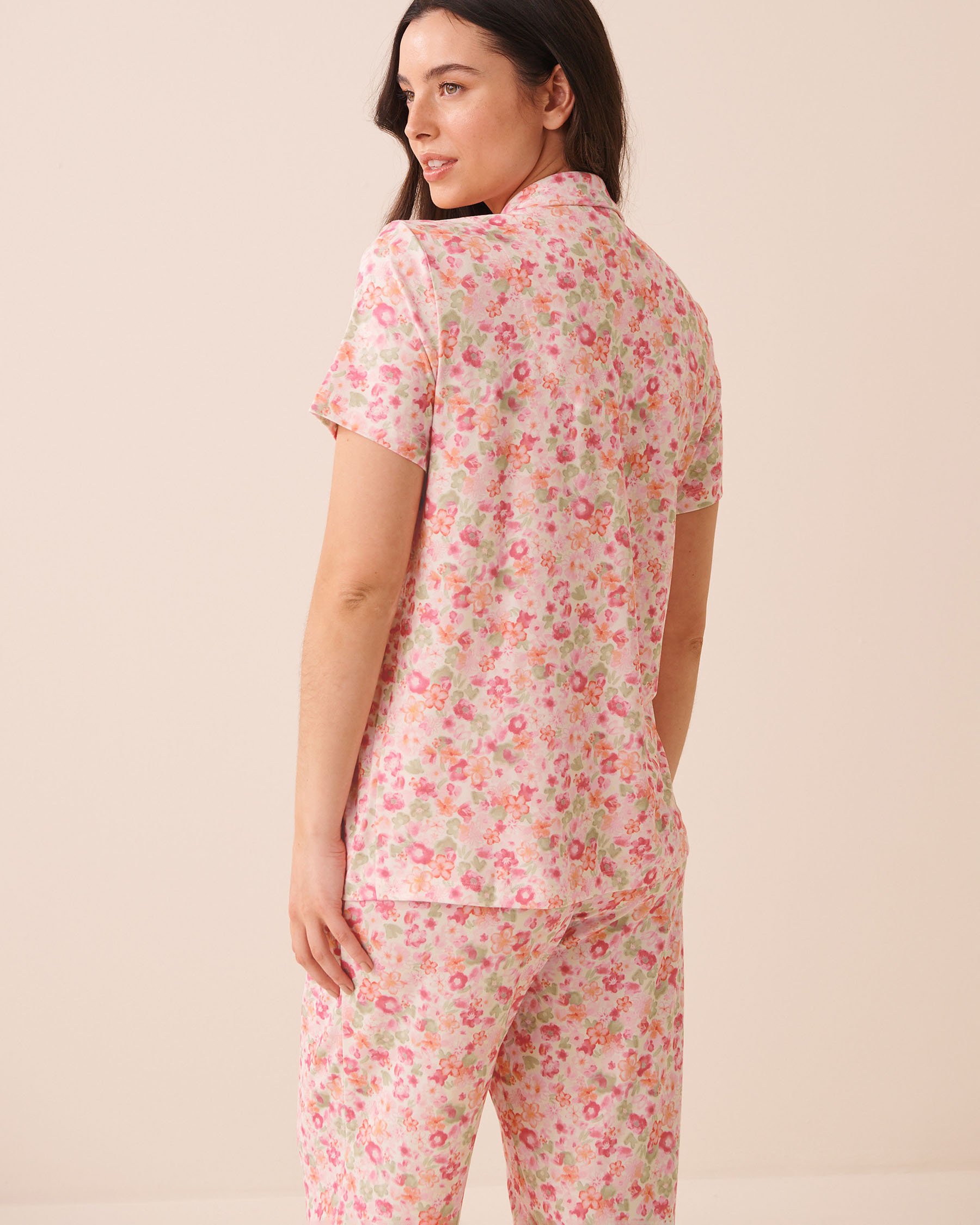 LA VIE EN ROSE Chemisier ultra doux imprimé floral aquarelle Floral aquarelle 40100862 - View2