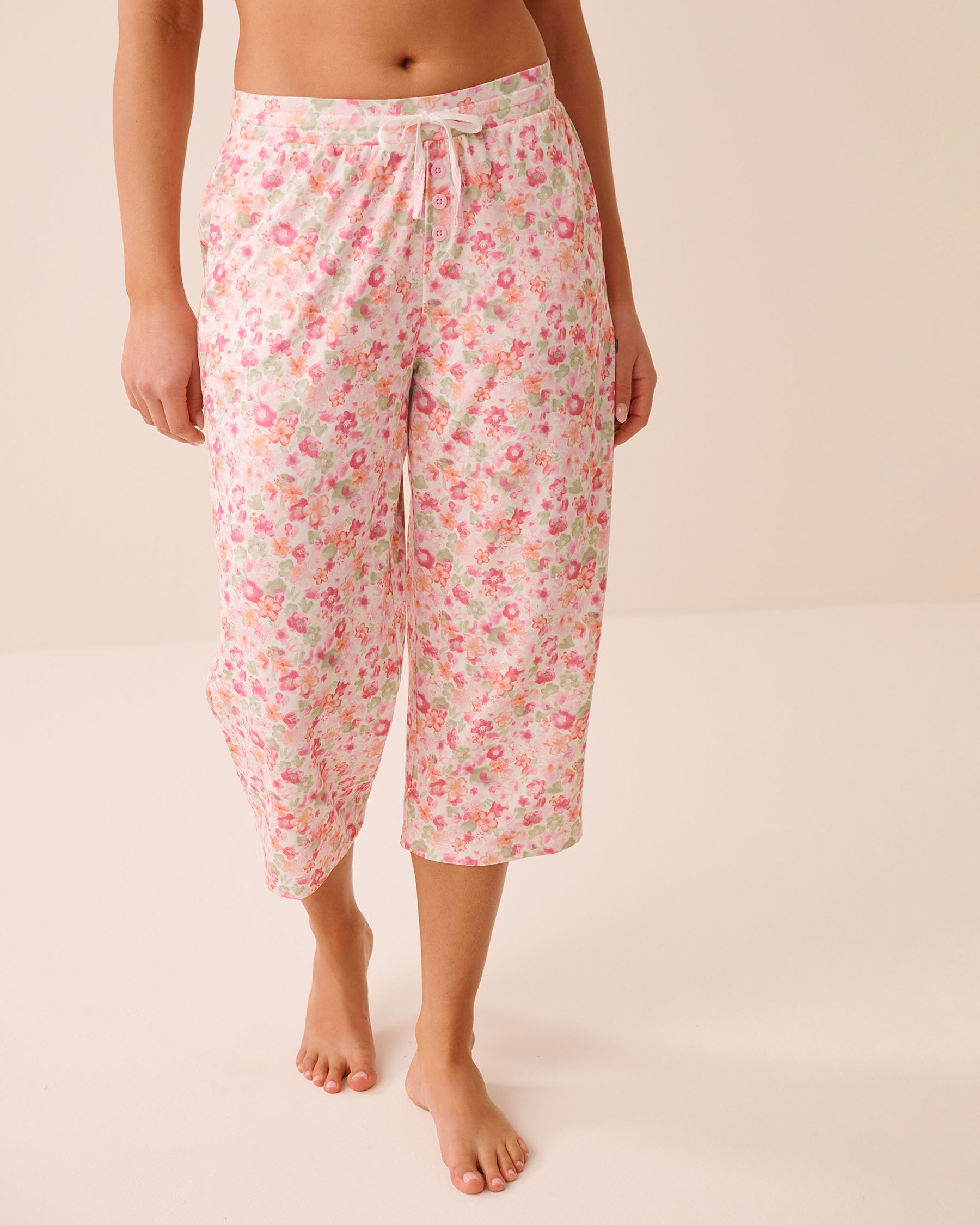 LA VIE EN ROSE Capri de pyjama ultra doux imprimé floral aquarelle Floral aquarelle 40200842 - View1