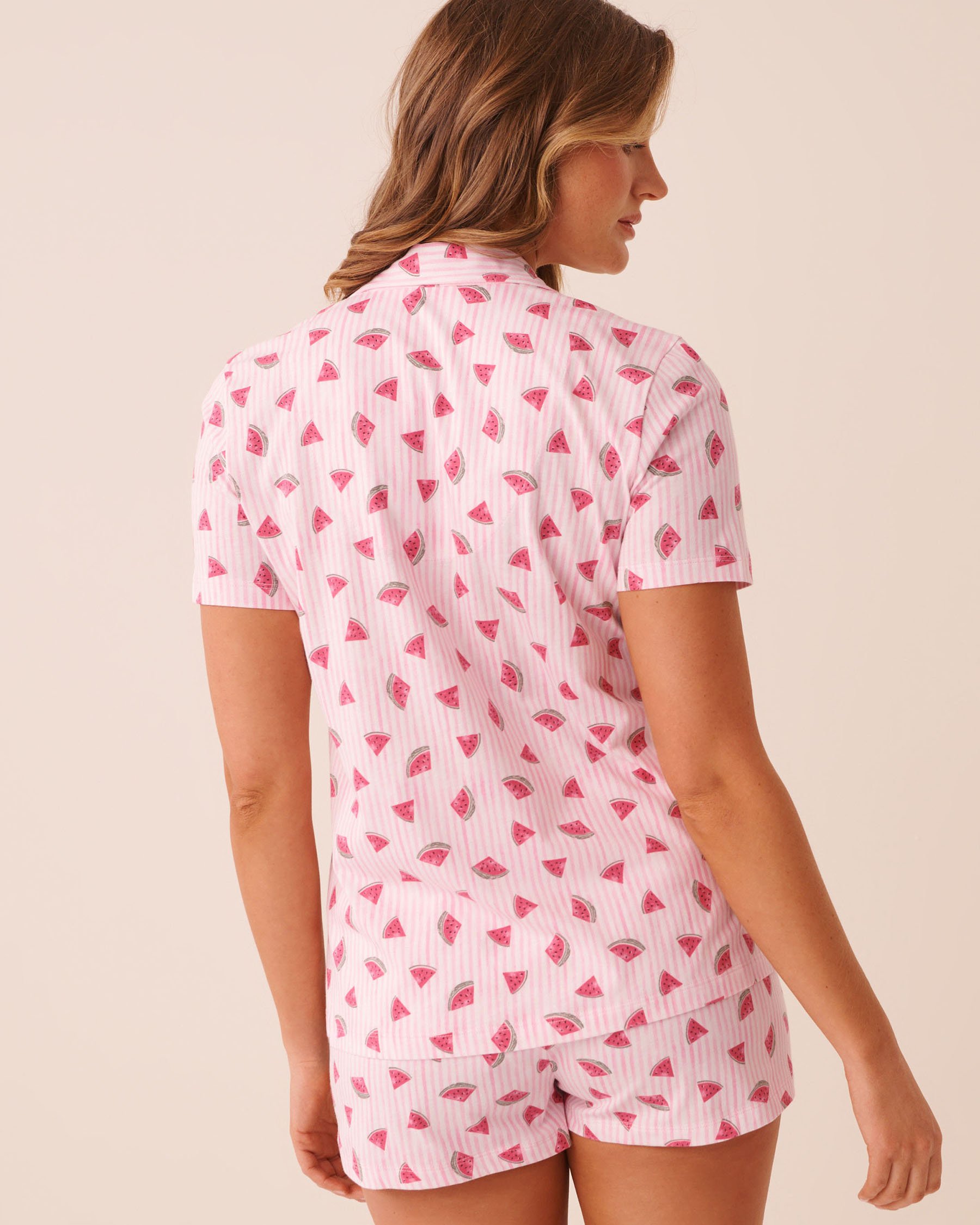 LA VIE EN ROSE Watermelon Print Shirt PJ Set Pink/Watermelons 40400096 - View2
