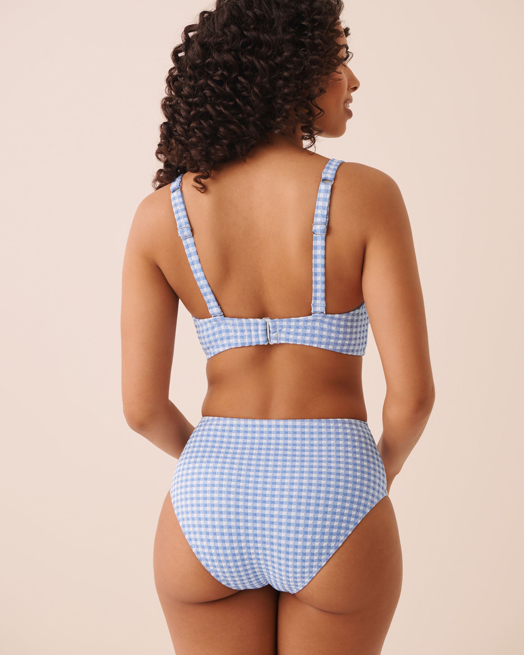 LA VIE EN ROSE AQUA BLUE GINGHAM D Cup Plunge Bikini Top Blue Gingham 70200219 - View2