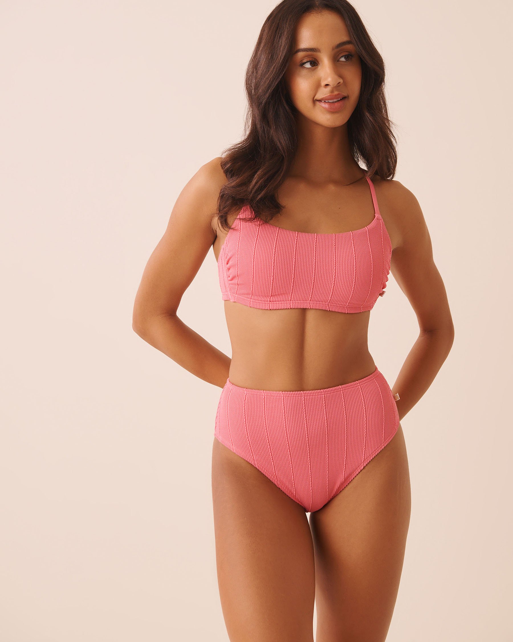 LA VIE EN ROSE AQUA BUBBLE GUM High Waist Brazilian Bikini Bottom Bubblegum Pink 70300906 - View3