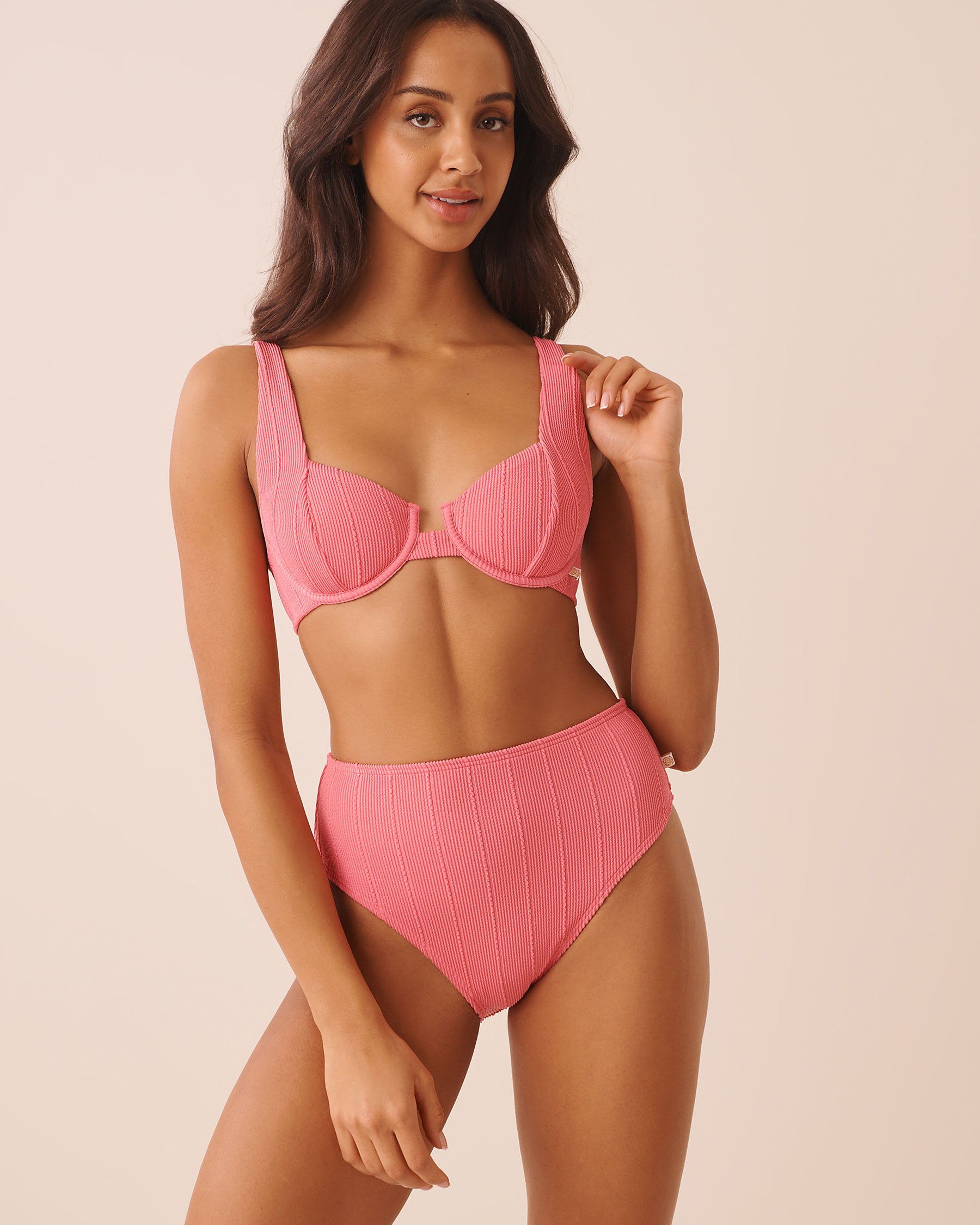 LA VIE EN ROSE AQUA BUBBLE GUM Plunge Bikini Top Bubblegum Pink 70100966 - View1