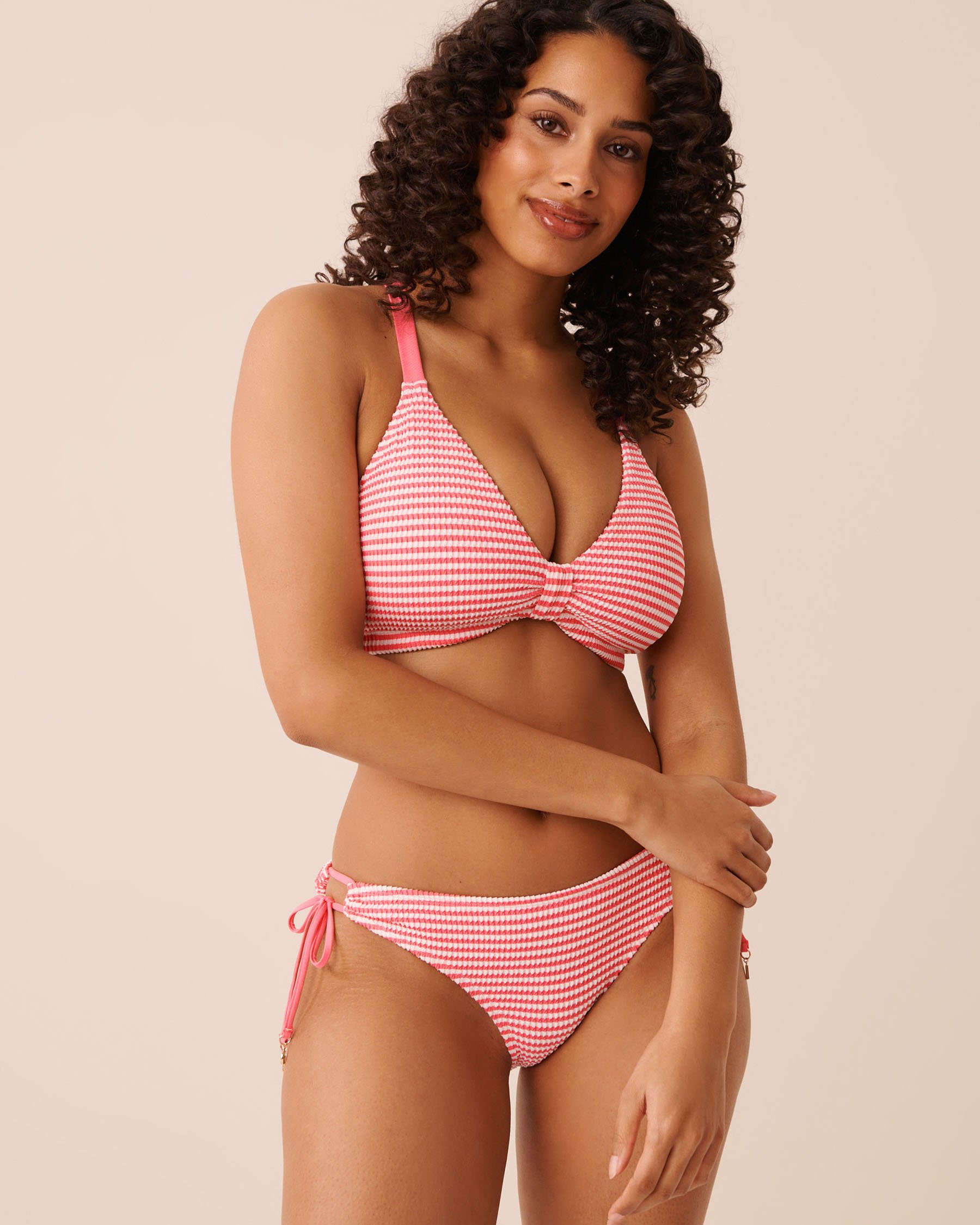 LA VIE EN ROSE AQUA BUBBLEGUM STRIPE Side Tie Bikini Bottom Bubblegum Pink Stripes 70300891 - View3