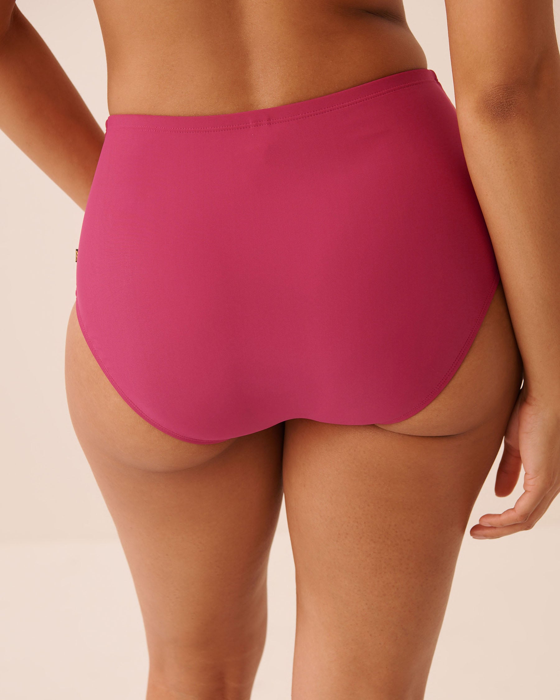 LA VIE EN ROSE AQUA Bas de bikini taille haute drapée RASPBERRY RED Rouge framboise 70300897 - View2