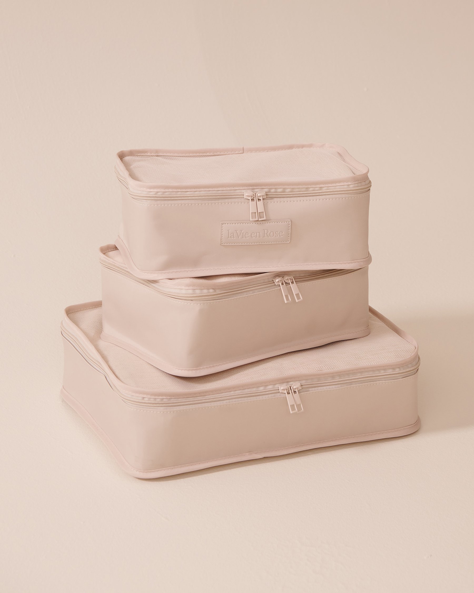 LA VIE EN ROSE Cubes de rangement pour valise Beige clair 40700385 - Voir1