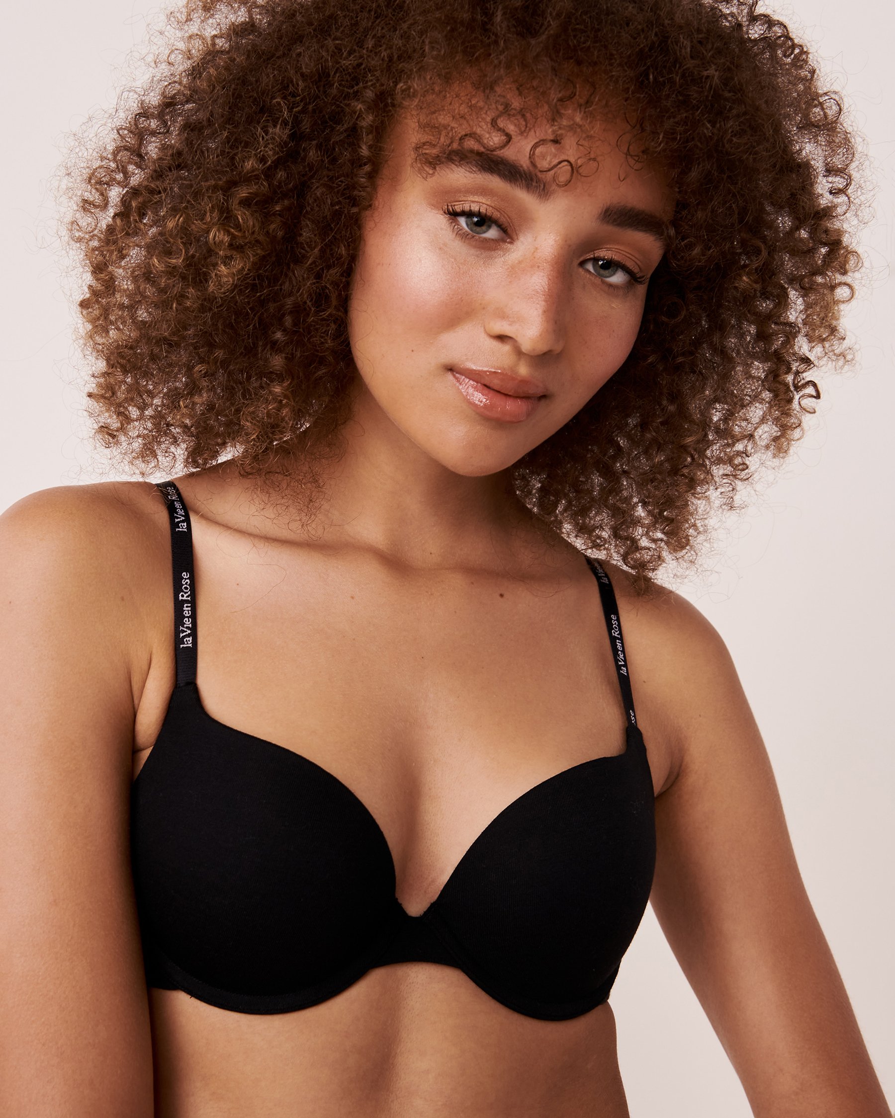LA VIE EN ROSE Push-up Demi Cotton Bra Black 10300067 - View1