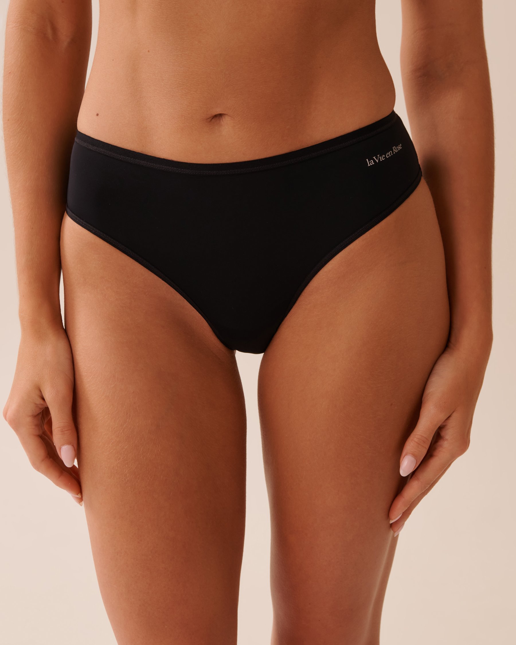 LA VIE EN ROSE Culotte bikini microfibre dos lisse Noir 169-122-0-00 - Voir2