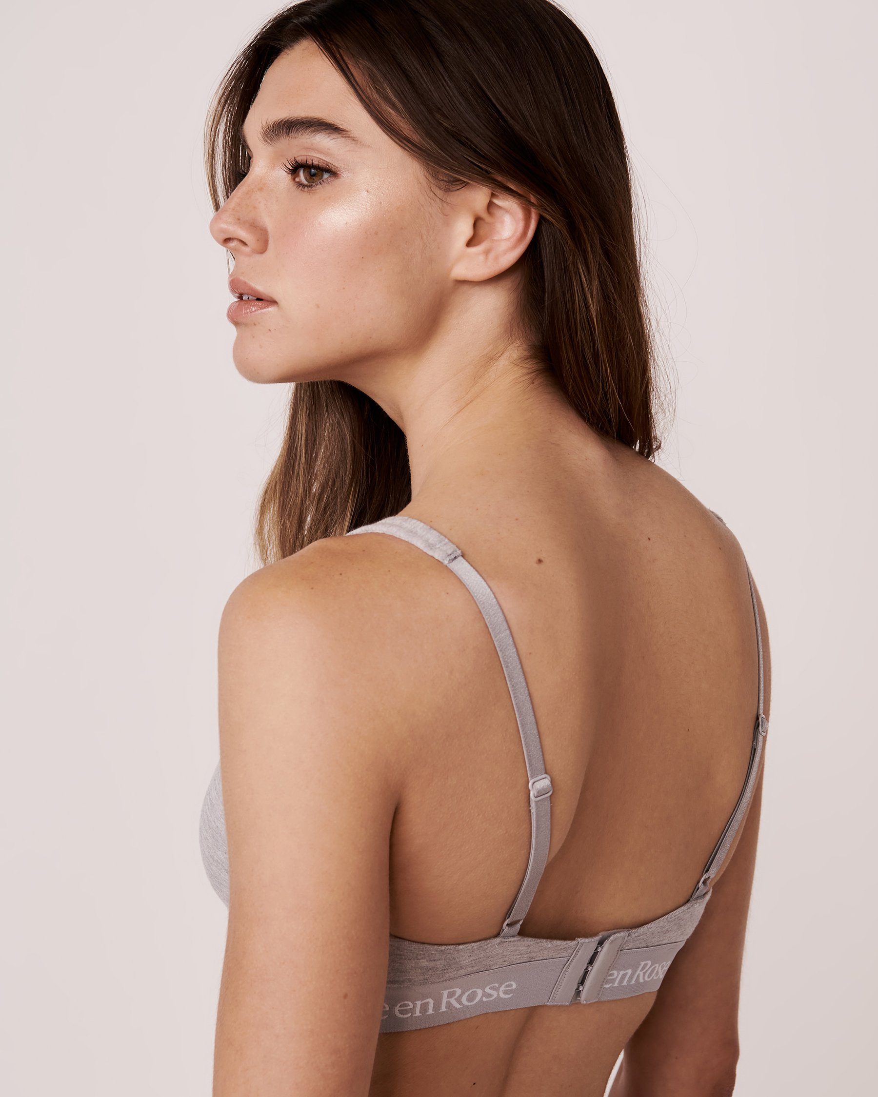 LA VIE EN ROSE Bralette en coton Gris moyen 10100077 - View2