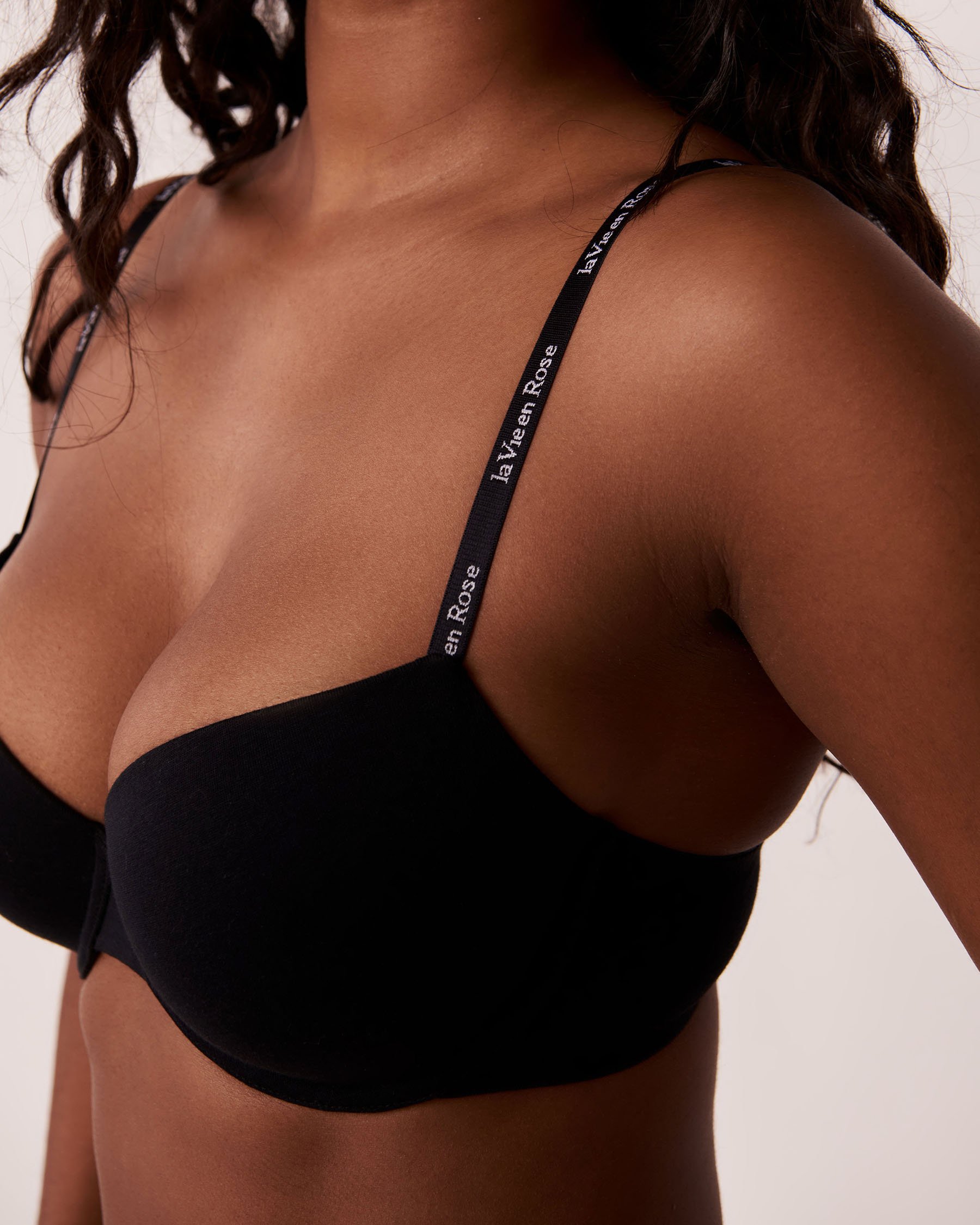 LA VIE EN ROSE Soutien-gorge doublure légère demi-buste en coton Noir 10200184 - View3