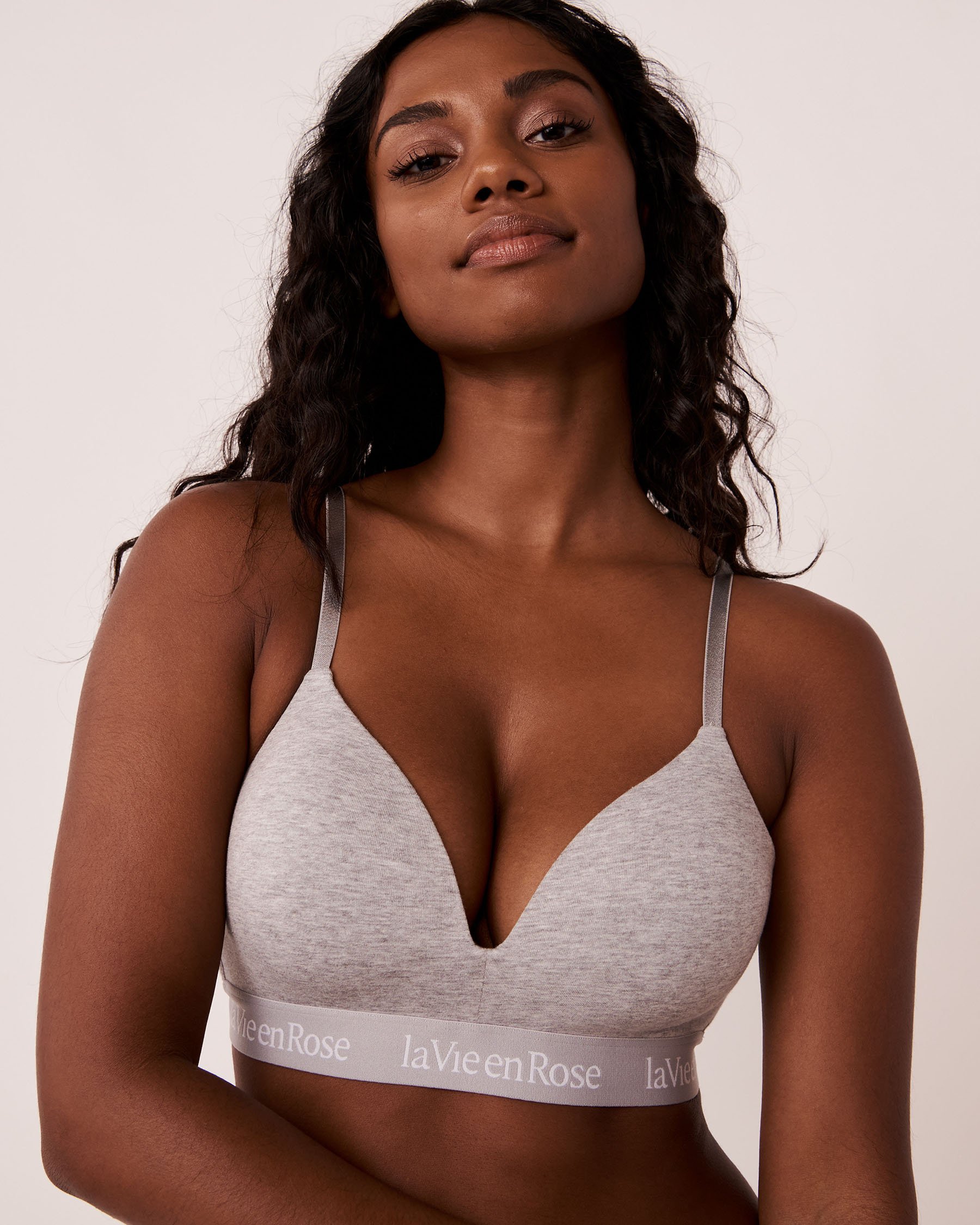 LA VIE EN ROSE Lightly Lined Wireless Cotton Bra Medium grey 10200185 - View1