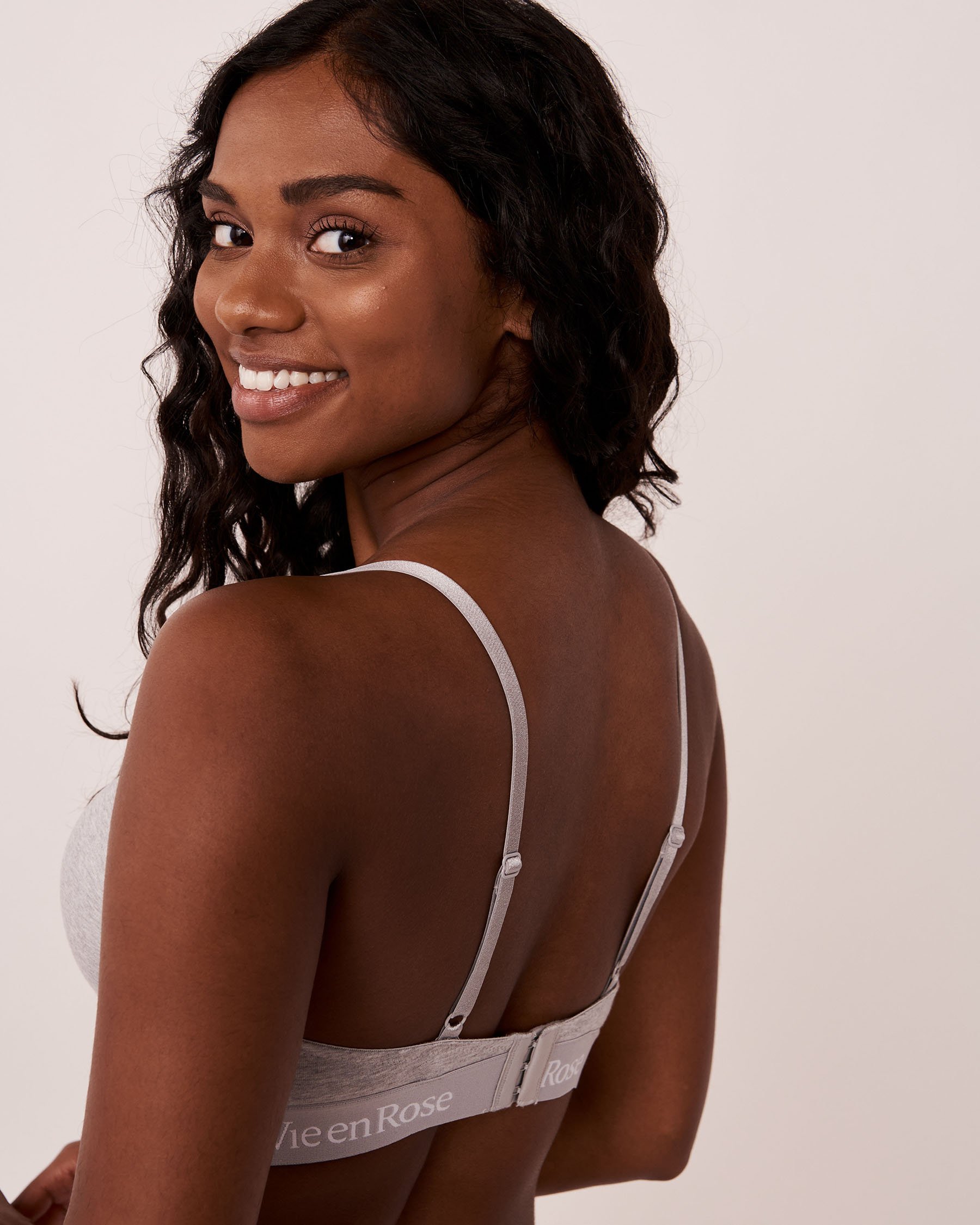 LA VIE EN ROSE Lightly Lined Wireless Cotton Bra Medium grey 10200185 - View2