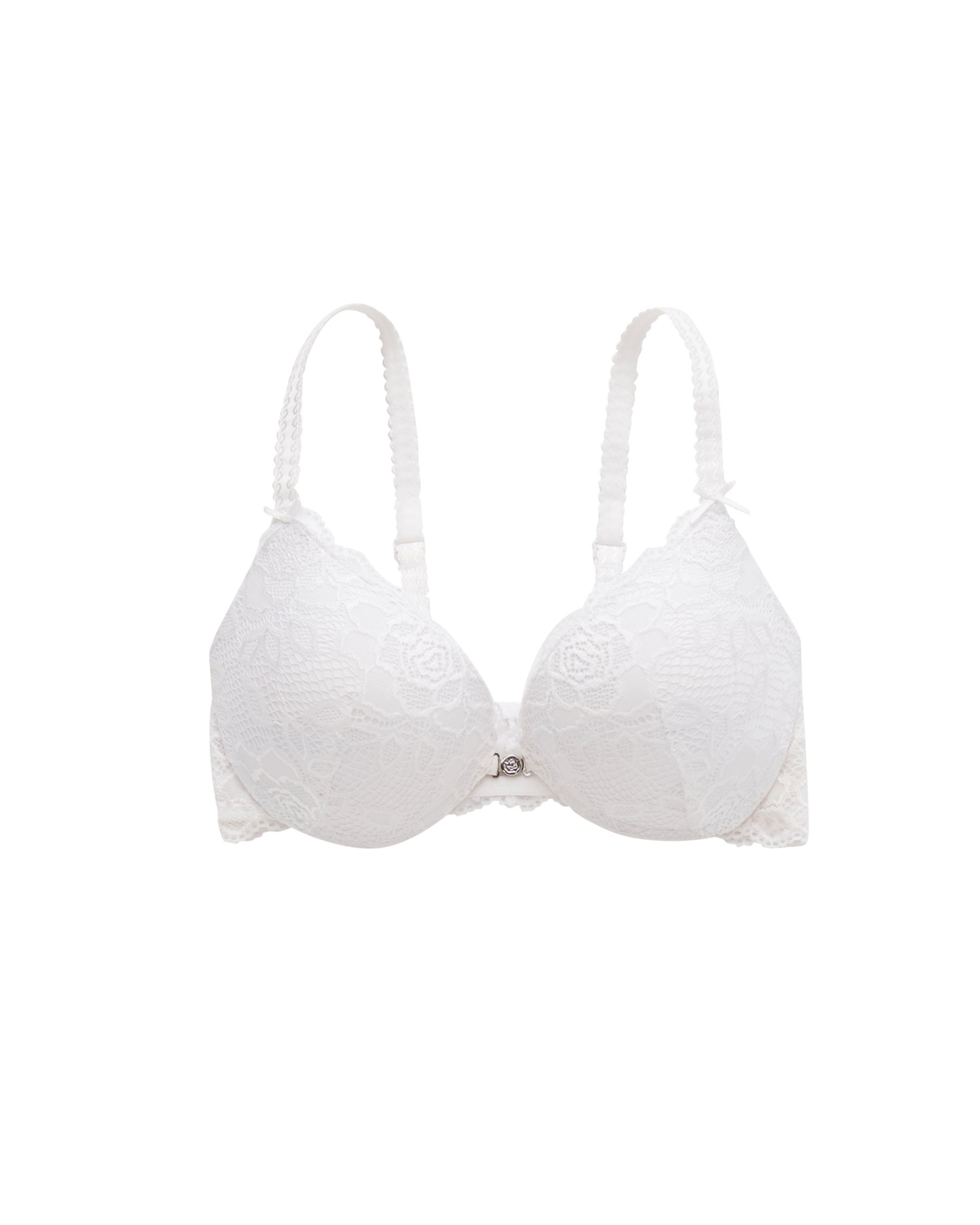 LA VIE EN ROSE Push-up Front Closure Demi Bra White Lace 596-115-1-00 - View5