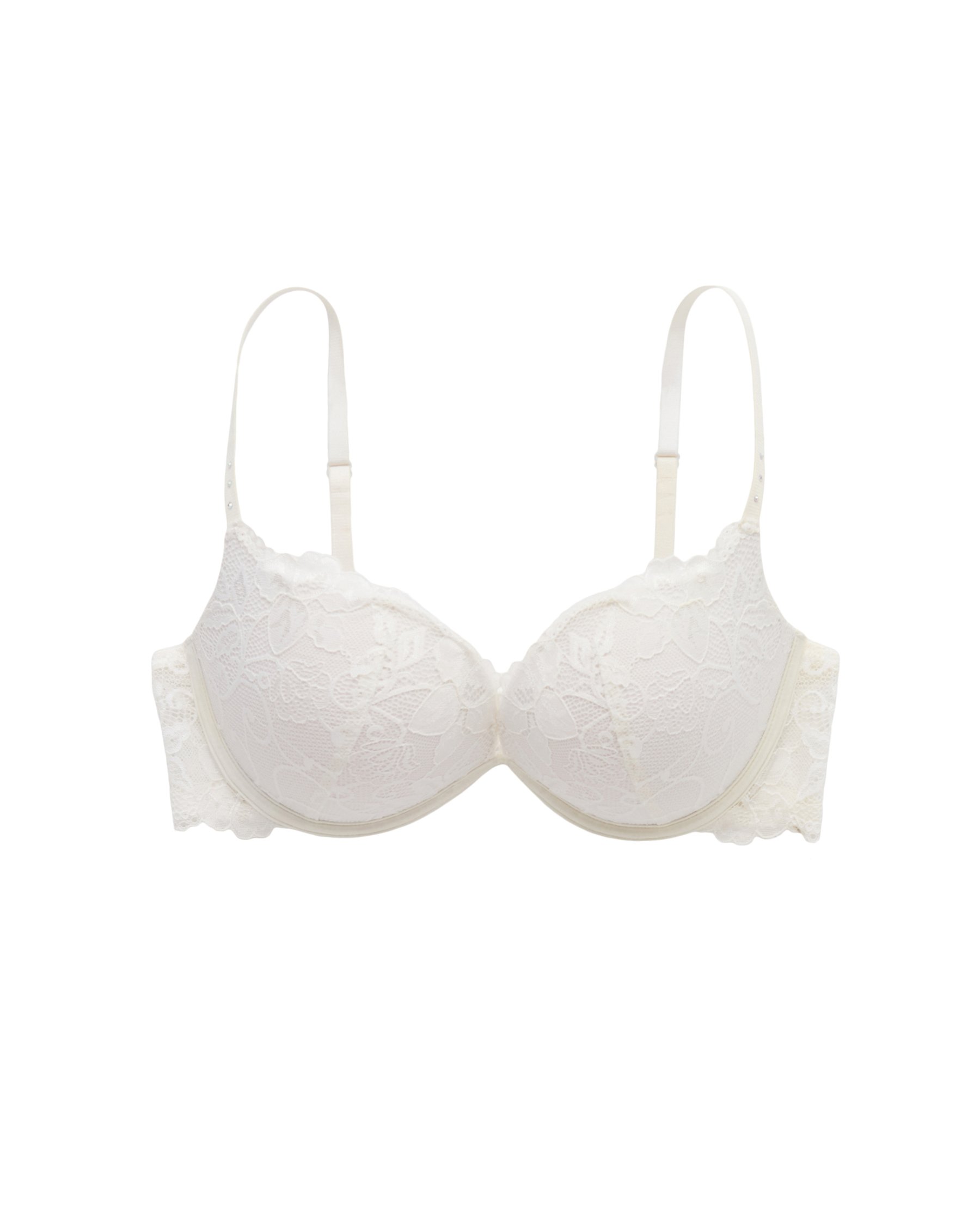 LA VIE EN ROSE Soutien-gorge push-up plongeant demi-buste Dentelle blanche 107-115-1-00 - Voir6