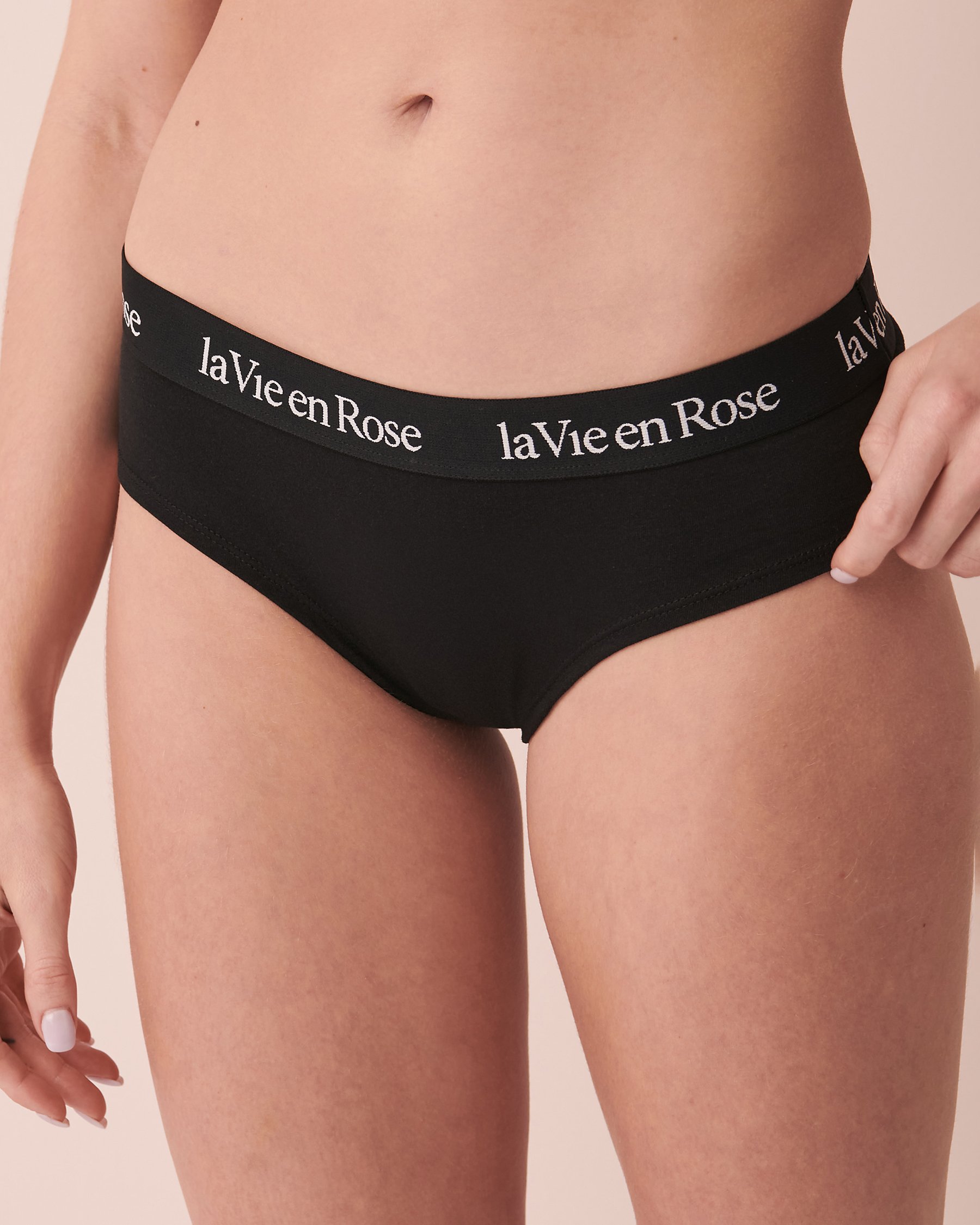 LA VIE EN ROSE Culotte aux hanches coton et bande élastique logo Noir 467-213-0-00 - Voir1