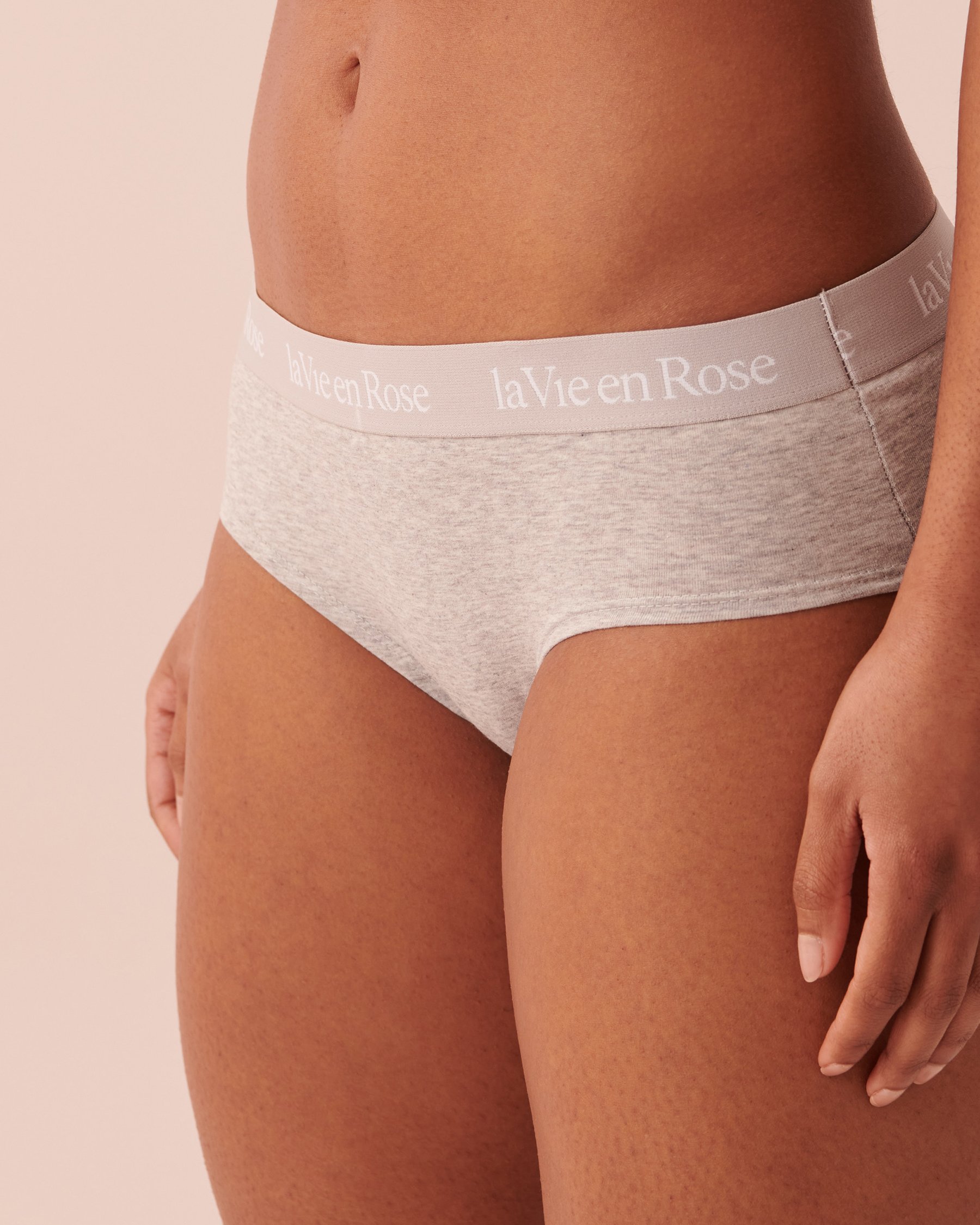 LA VIE EN ROSE Culotte aux hanches coton et bande élastique logo Gris 467-213-0-00 - Voir1