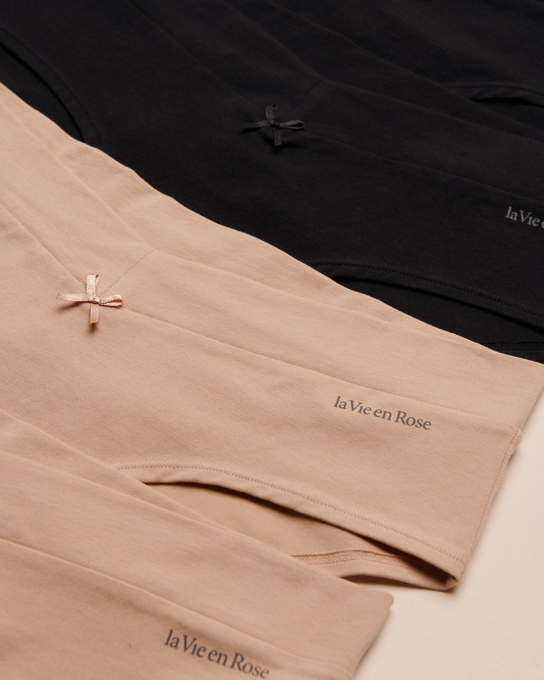 LA VIE EN ROSE Lot de 5 culottes aux hanches en coton Noir/Latte 564213000-5P - Voir2