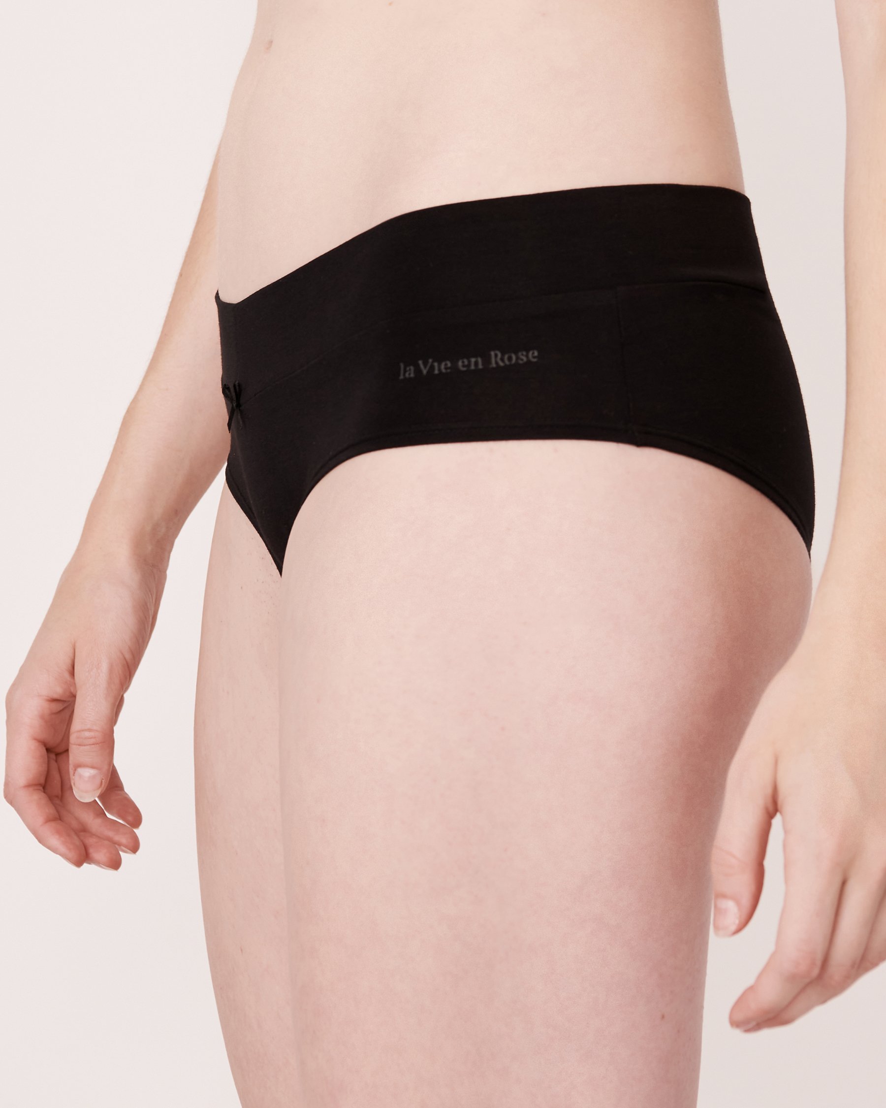 LA VIE EN ROSE Lot de 6 culottes aux hanches en coton Noir/Beige 20100420 - View2