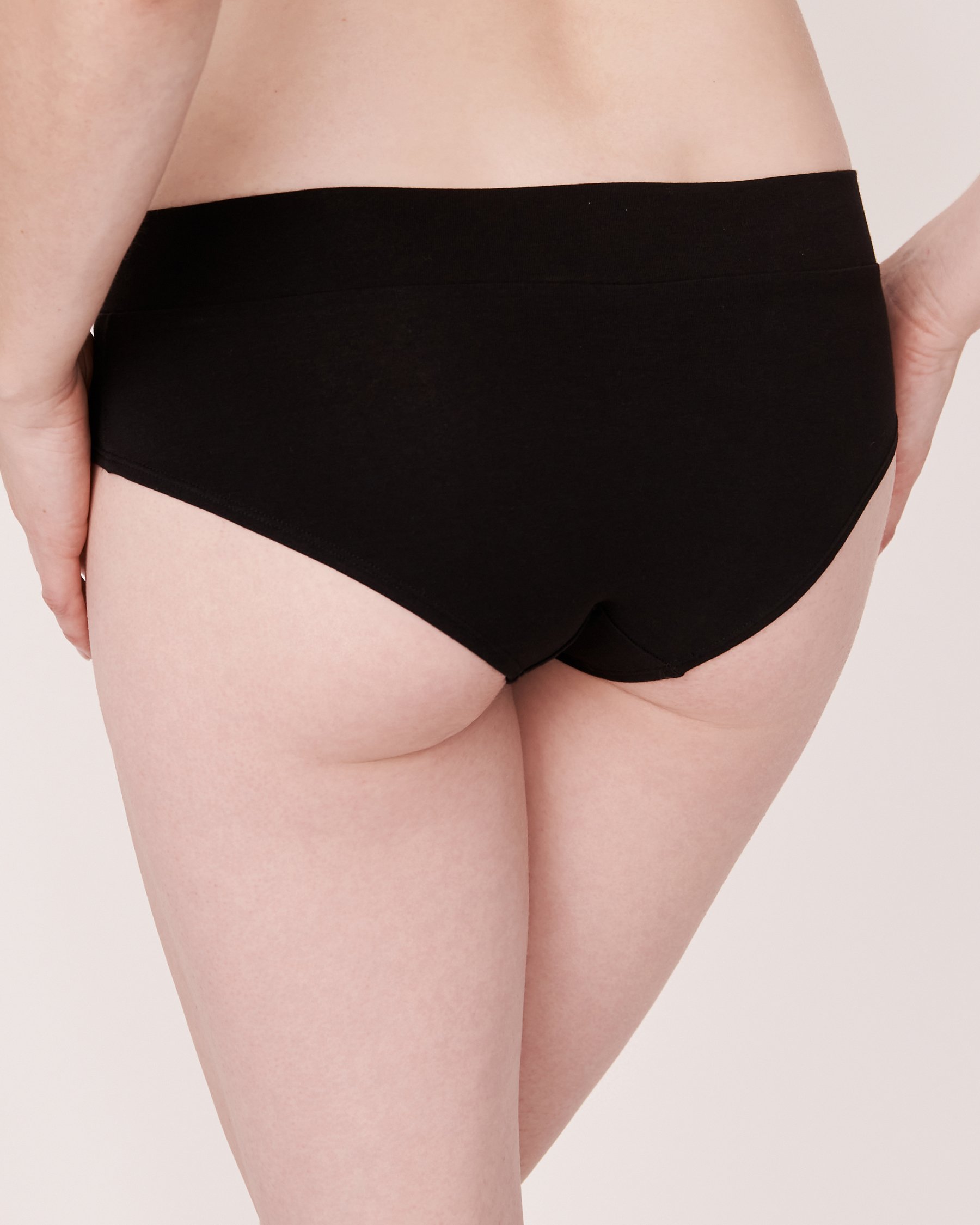 LA VIE EN ROSE Lot de 6 culottes aux hanches en coton Noir/Beige 20100420 - View3