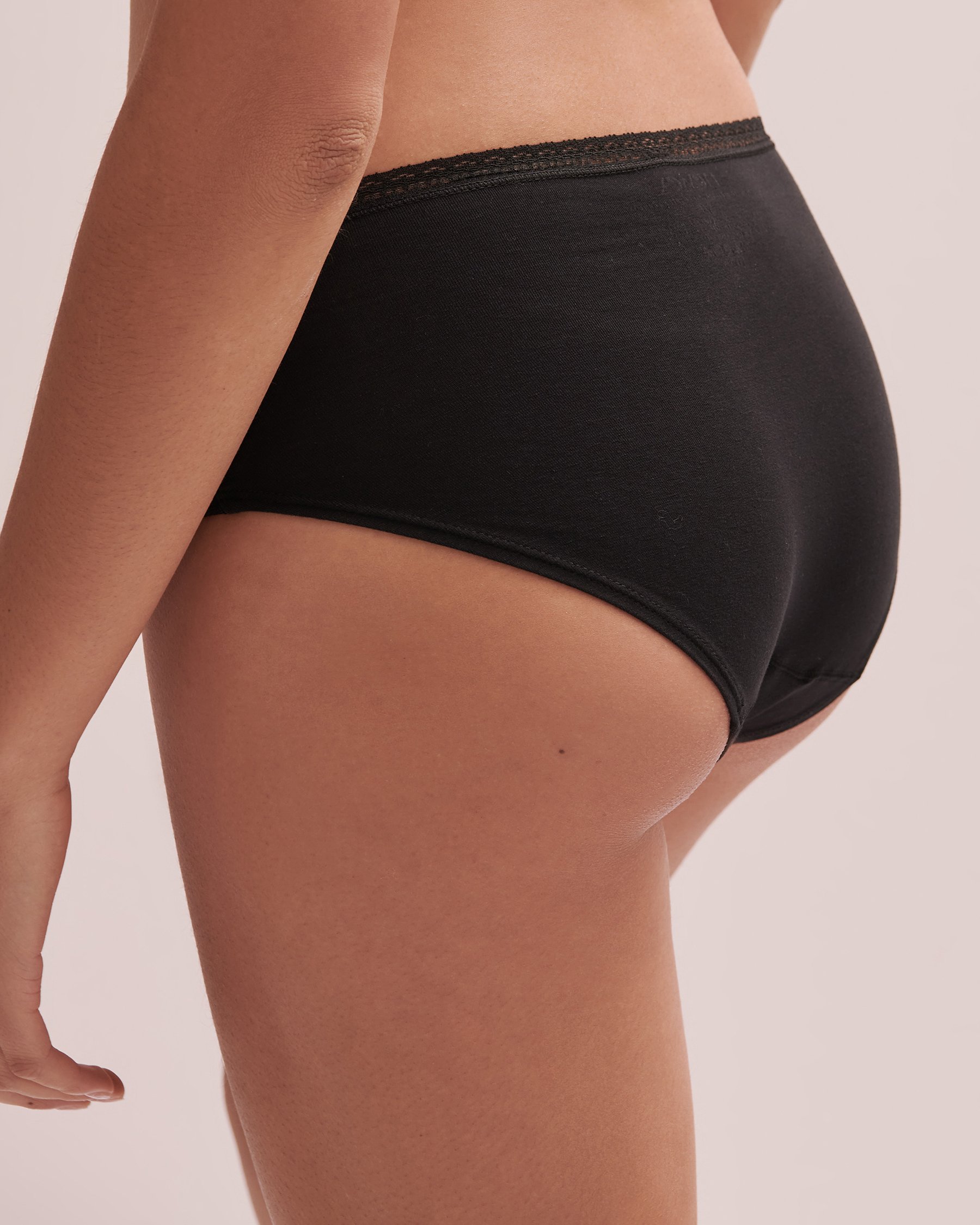 Culotte menstruelle coupe aux hanches en coton absorption super Noir 20300189 - Voir2