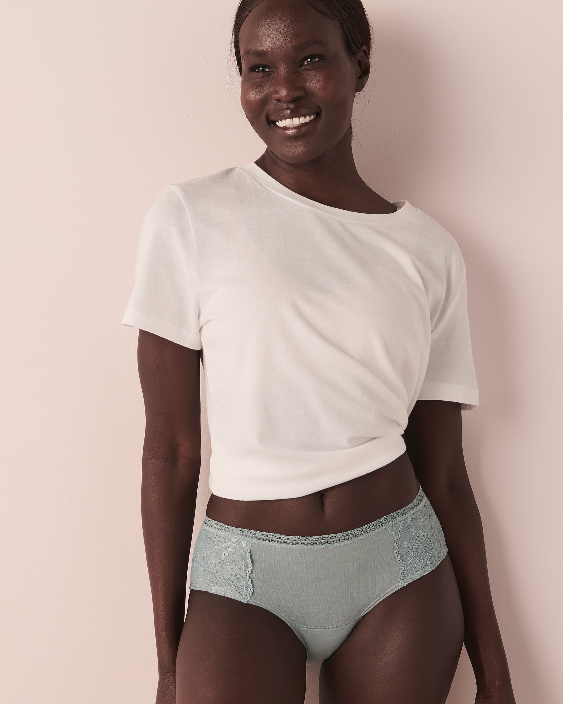 Culotte menstruelle coupe aux hanches en coton absorption super Bleu glacial 20300189 - Voir1