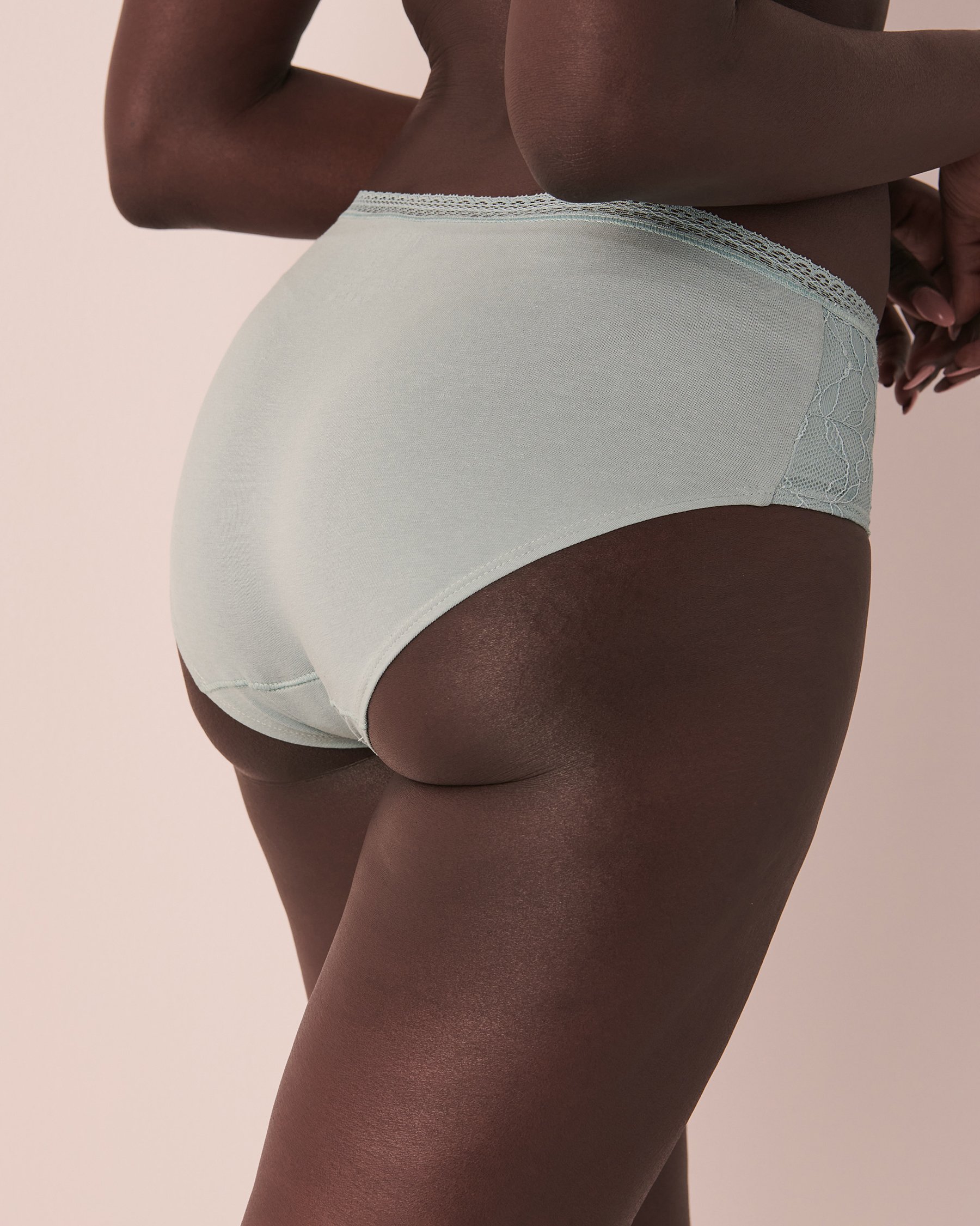 Culotte menstruelle coupe aux hanches en coton absorption super Bleu glacial 20300189 - Voir2