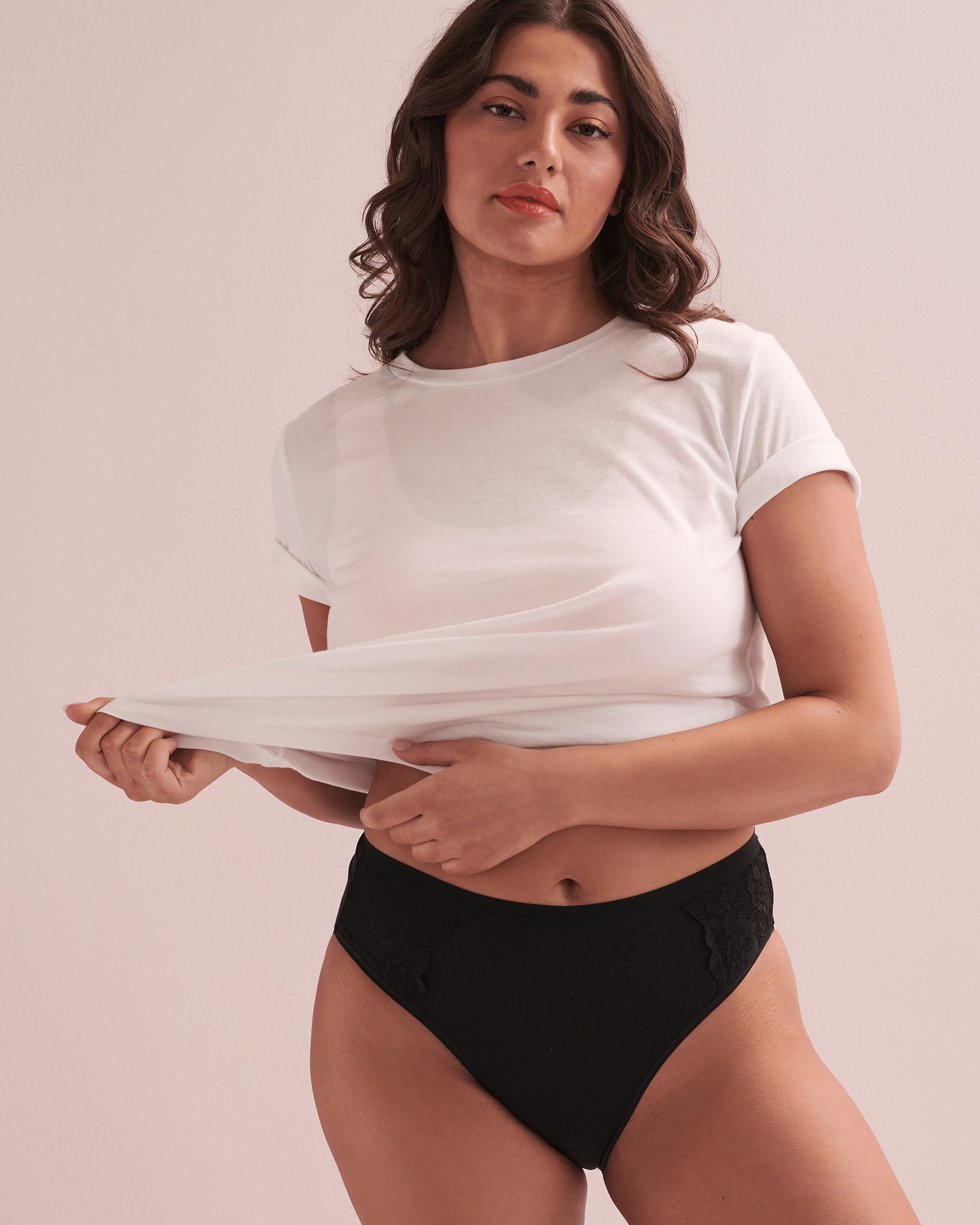 Culotte menstruelle coupe bikini taille haute en coton absorption super Noir 20300190 - Voir1