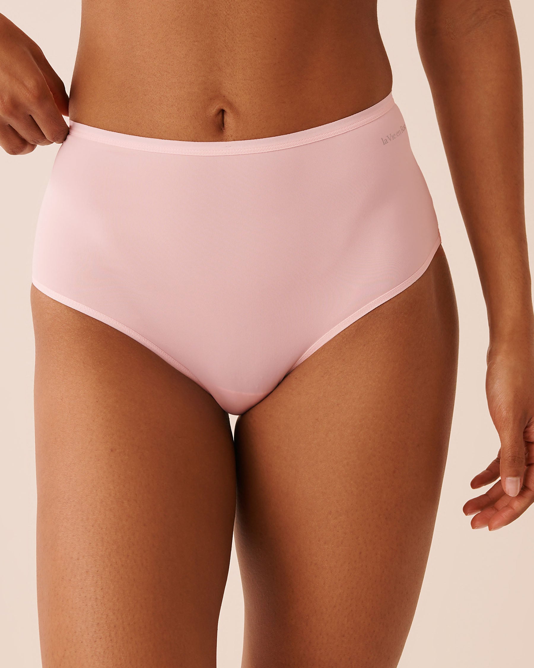 LA VIE EN ROSE Microfiber Sleek Back High Waist Bikini Panty Pink 169-122-1-00 - View1
