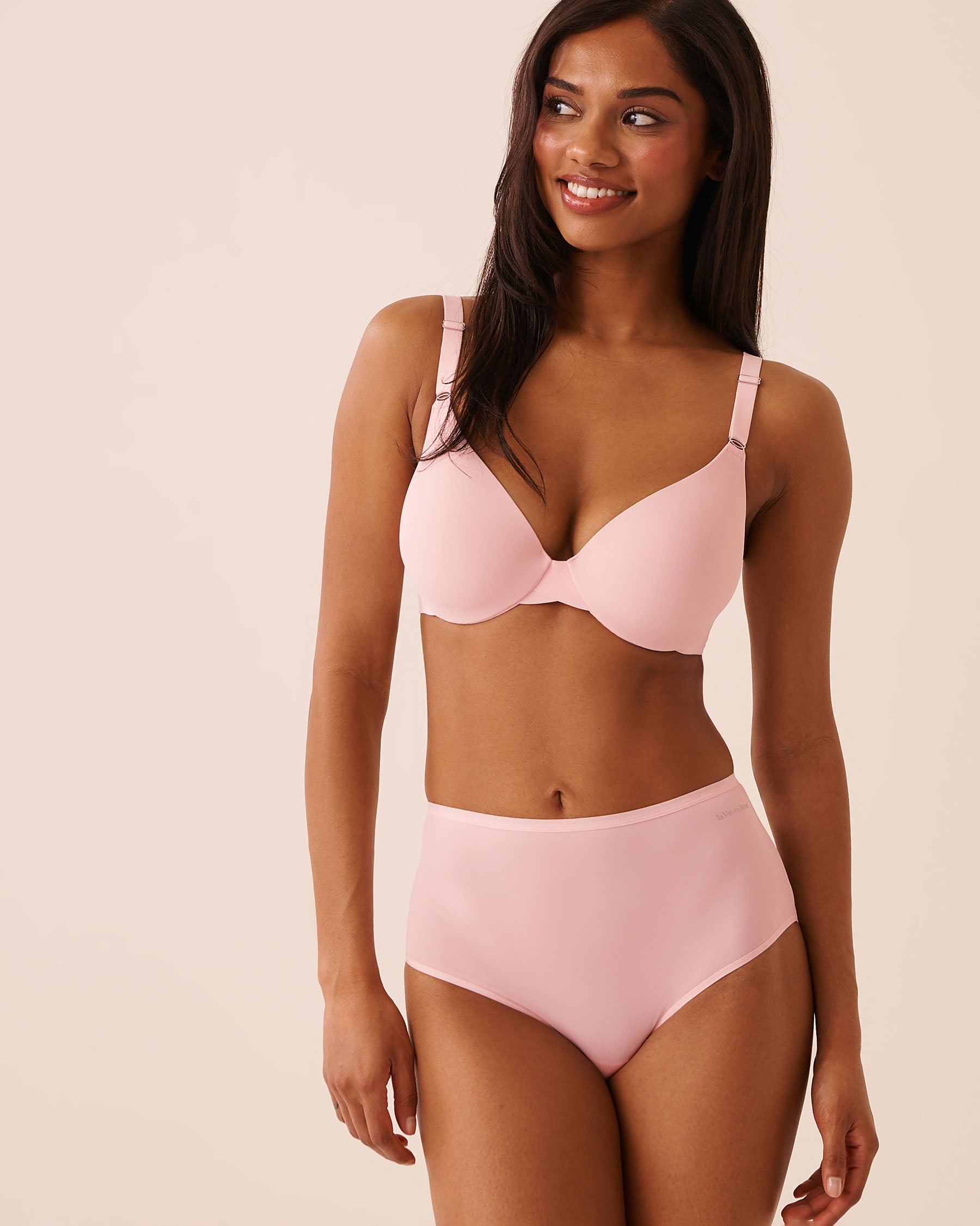 LA VIE EN ROSE Microfiber Sleek Back High Waist Bikini Panty Pink 169-122-1-00 - View4