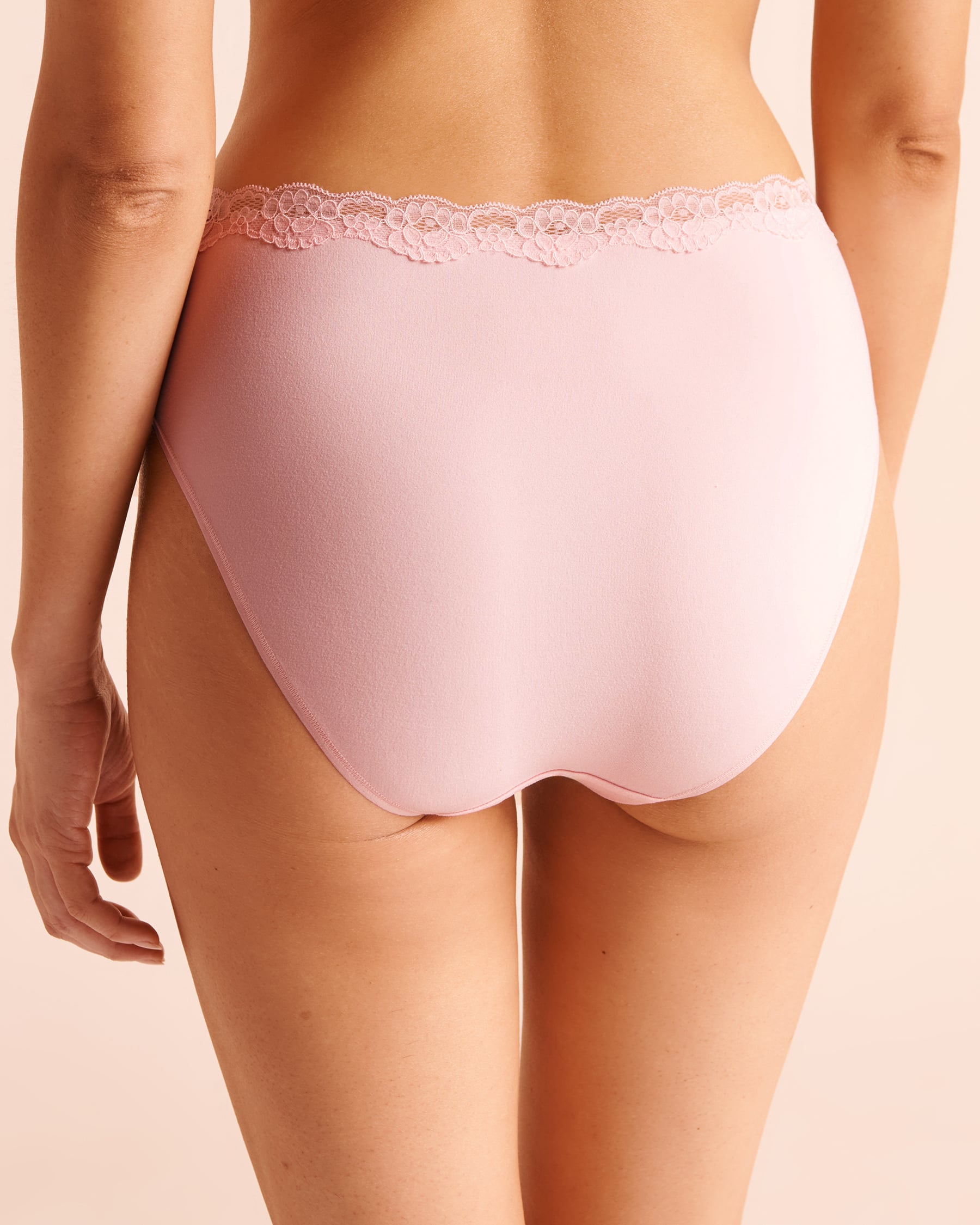 LA VIE EN ROSE Super Soft Lace Trim High Waist Bikini Panty Pink 20100247 - View2