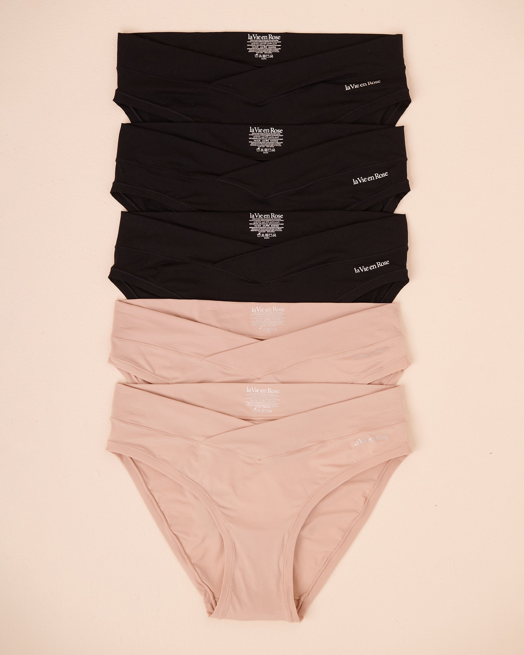 LA VIE EN ROSE Lot de 5 culottes bikini fit parfait Noir/Ombre grise 20200475 5PK - Voir1