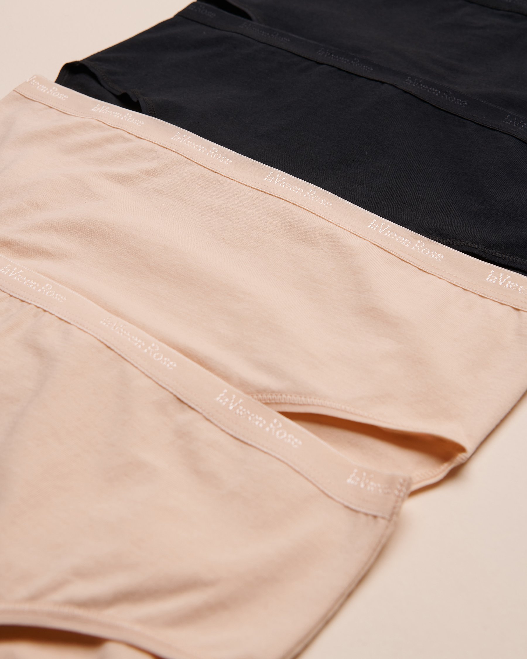 LA VIE EN ROSE 5-Pack Cotton High Waist Bikini Panty Black/Beige 633212100-5P - View2