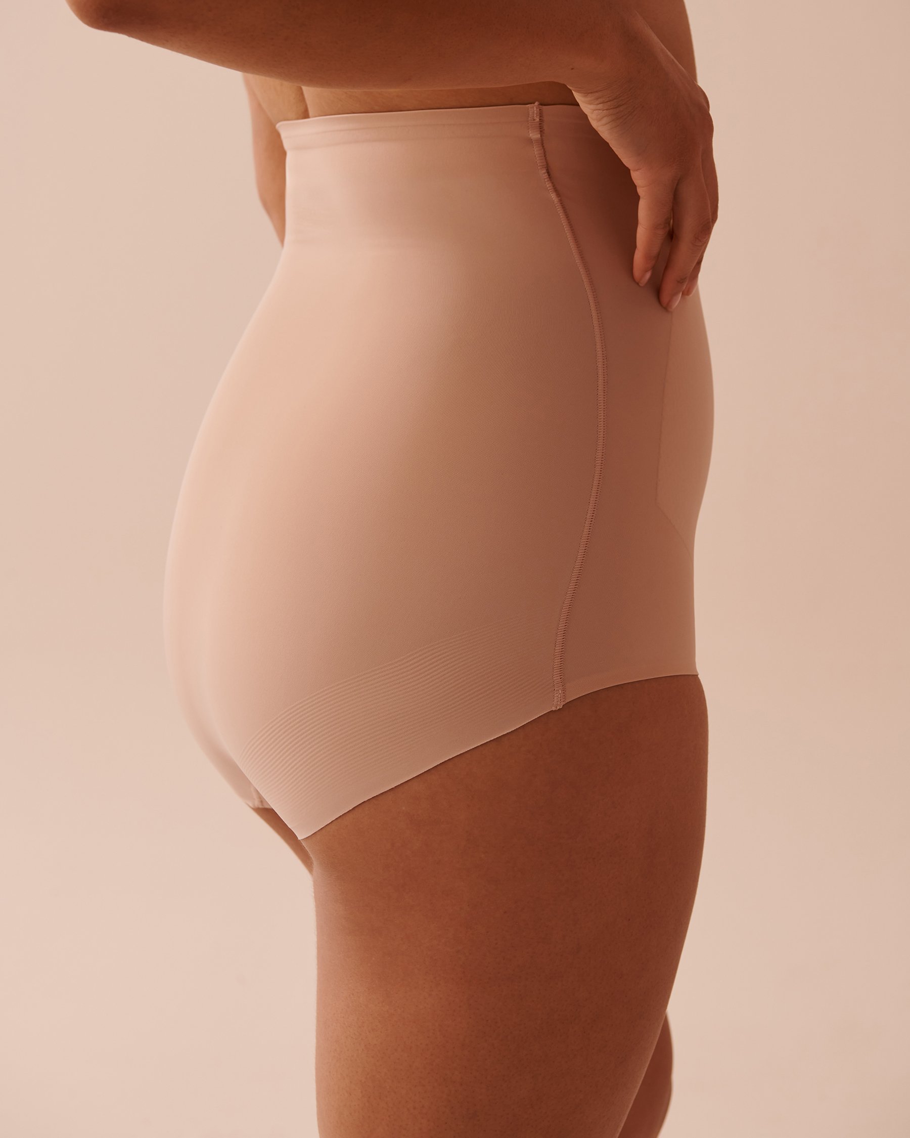 LA VIE EN ROSE Strong Support Microfiber High Waist Tummy Control Shaper Bikini Latte 30200009 - View4