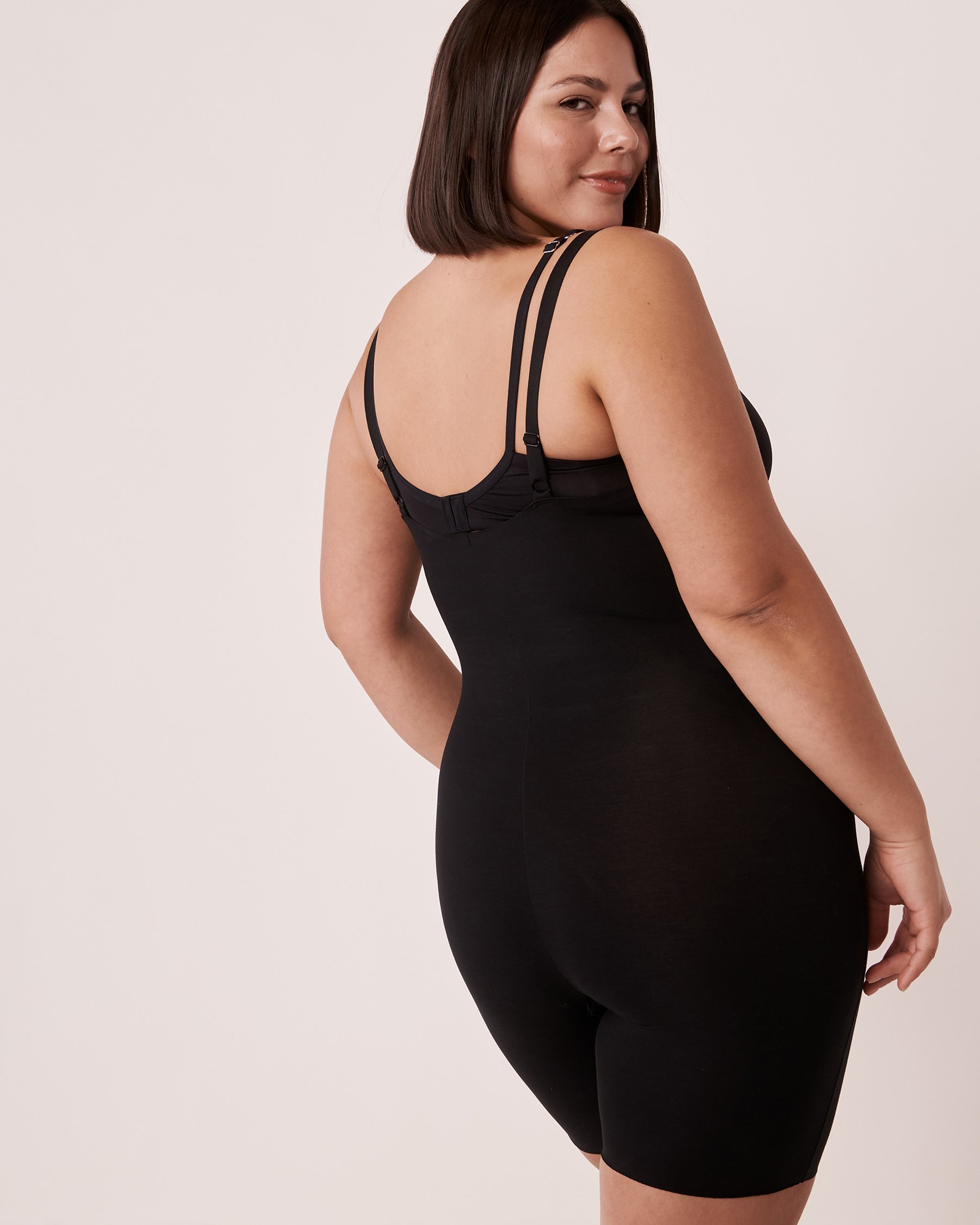 LA VIE EN ROSE Combinaison de maintien buste ouvert en coton Noir 30300001 - View2