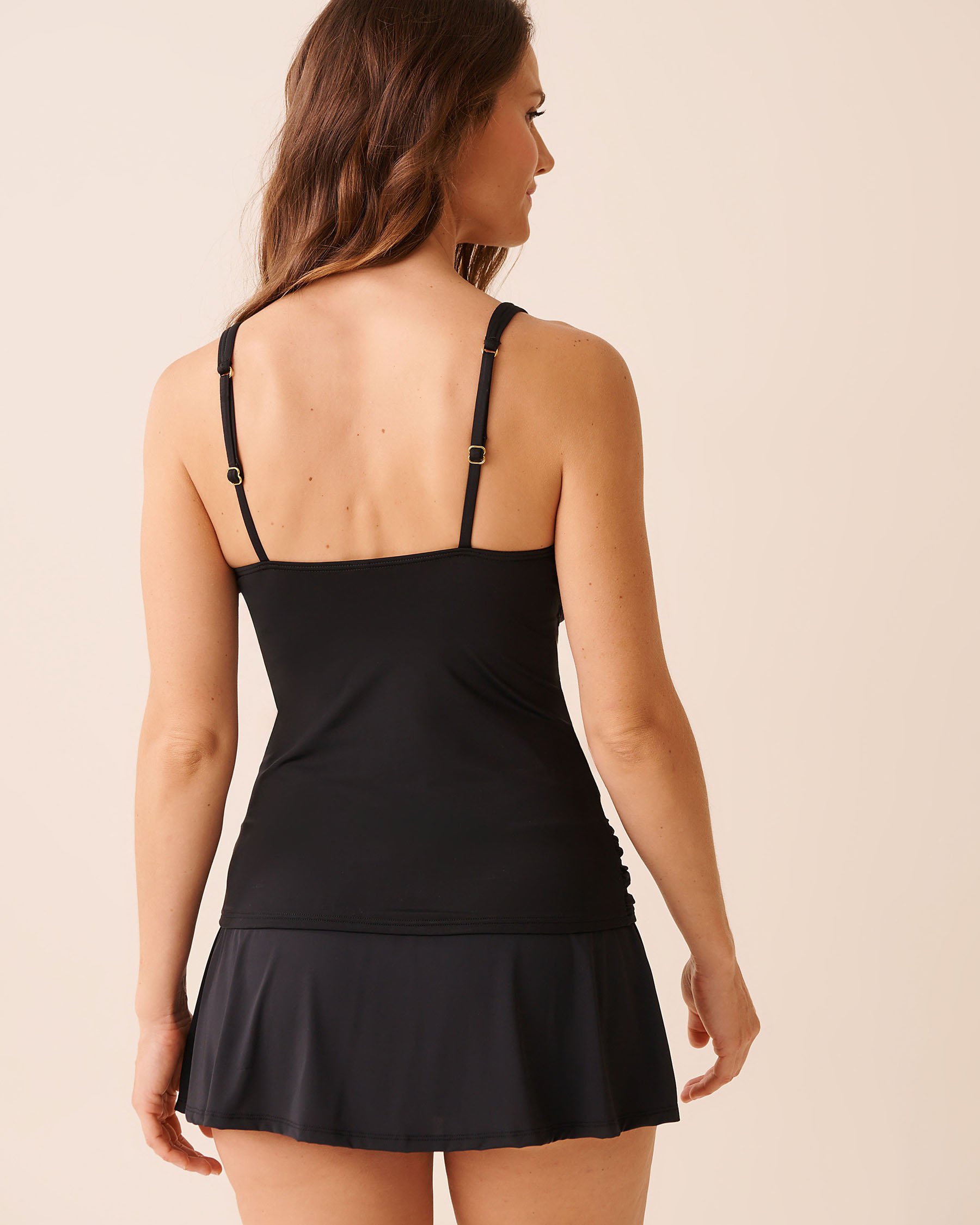 LA VIE EN ROSE AQUA BLACK Shirred Tankini Top Black 70100867 - View2