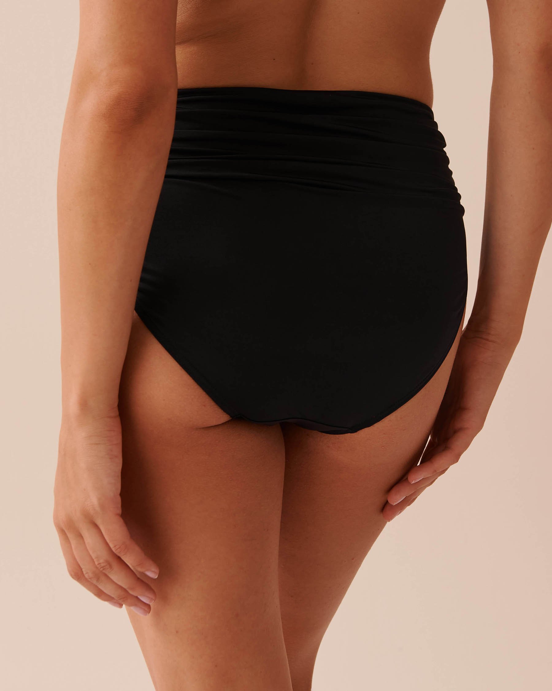 LA VIE EN ROSE AQUA Bas de bikini taille haute plissée BLACK Noir 800-691-0-00 - Voir2