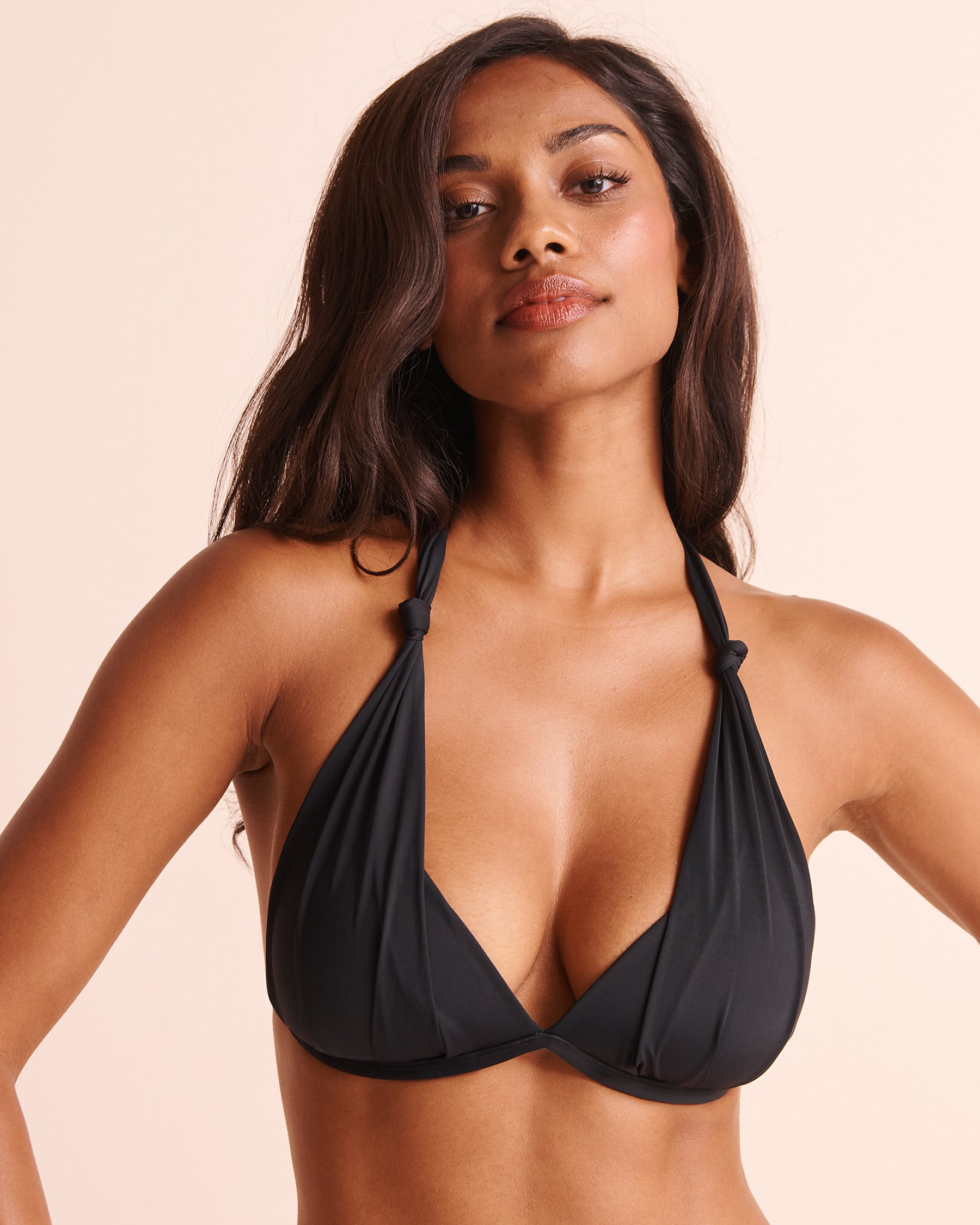 LA VIE EN ROSE AQUA BLACK Convertible Triangle Bikini Top Black 70100994 - View7