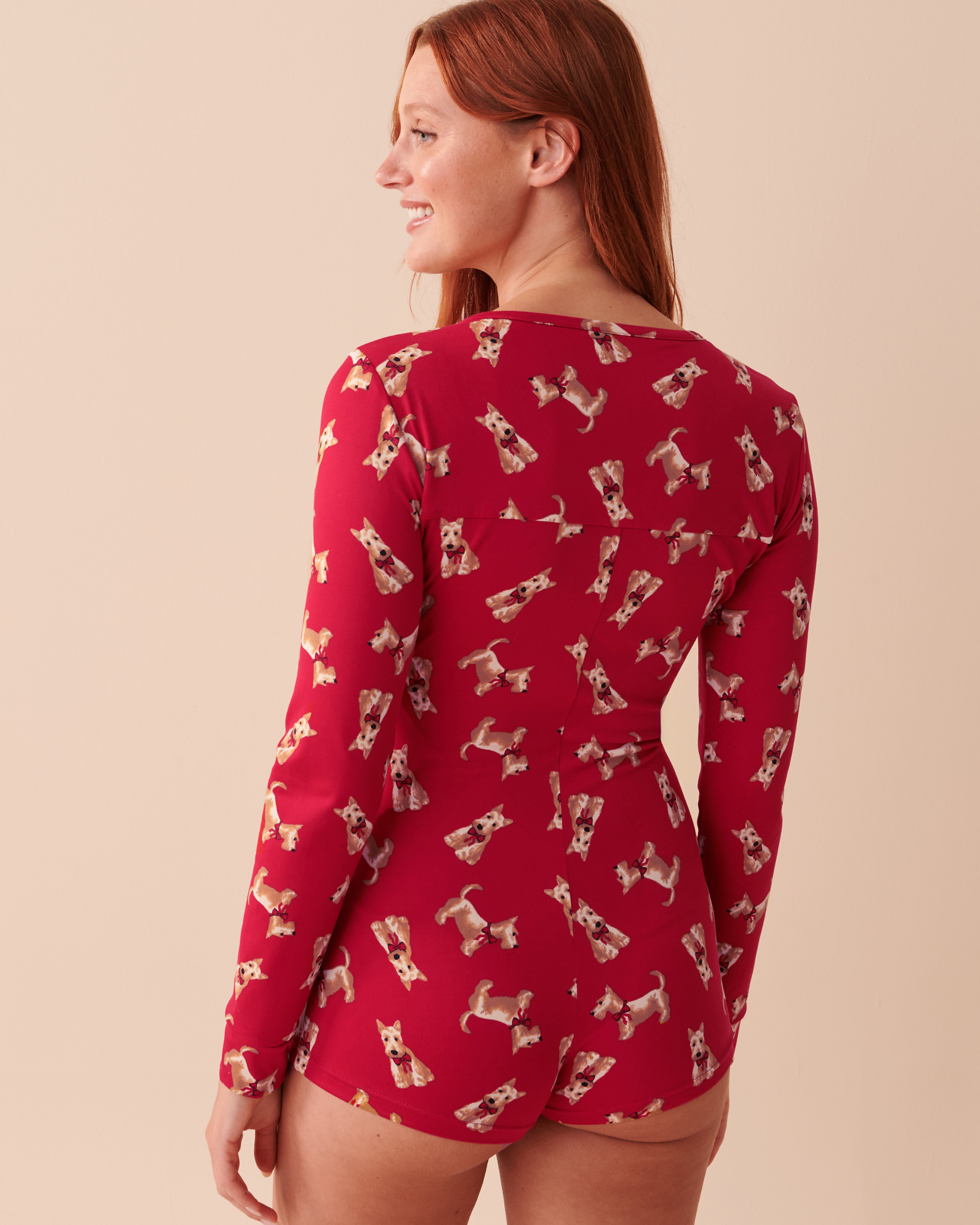 LA VIE EN ROSE Scottie Print Super Soft Romper Cute Scottie 40300042 - View2