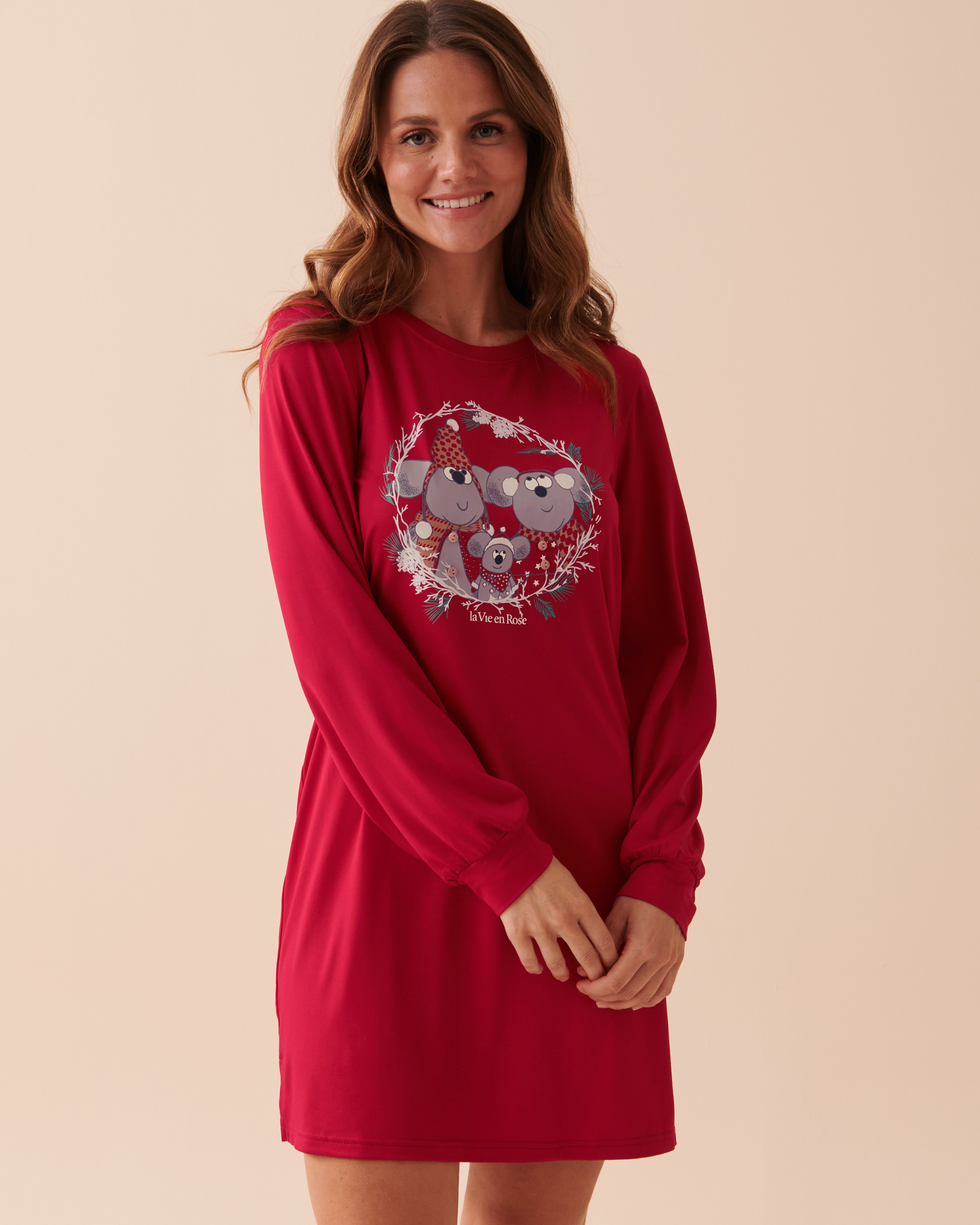 LA VIE EN ROSE Chemise de nuit ultra douce à motif souris Rouge festif 40500310 - Voir1